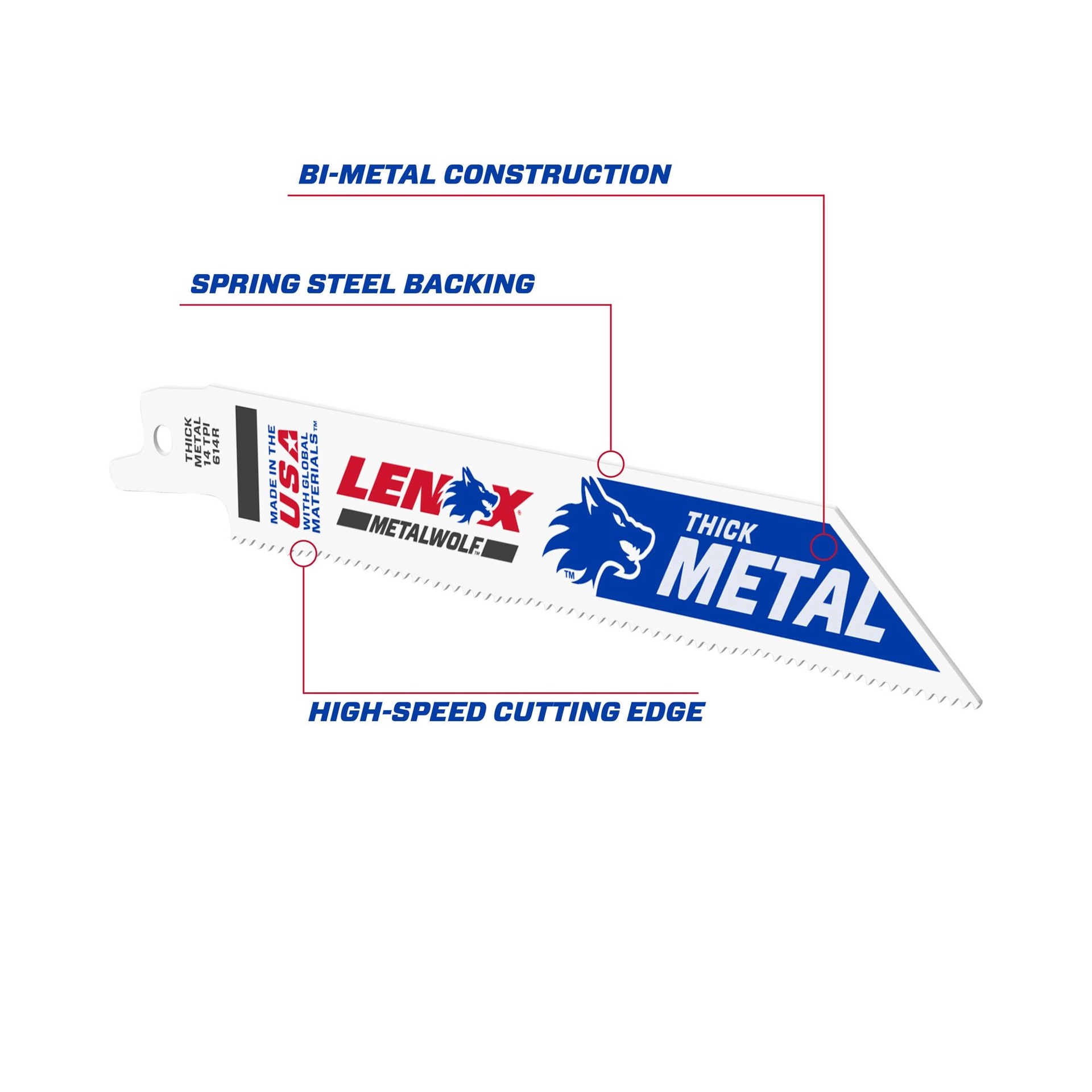 slide 2 of 6, LENOX METALWOLF Bi-metal 6-in 14 TPI Metal cutting Reciprocating Saw Blade 5 -Pack, 1 ct