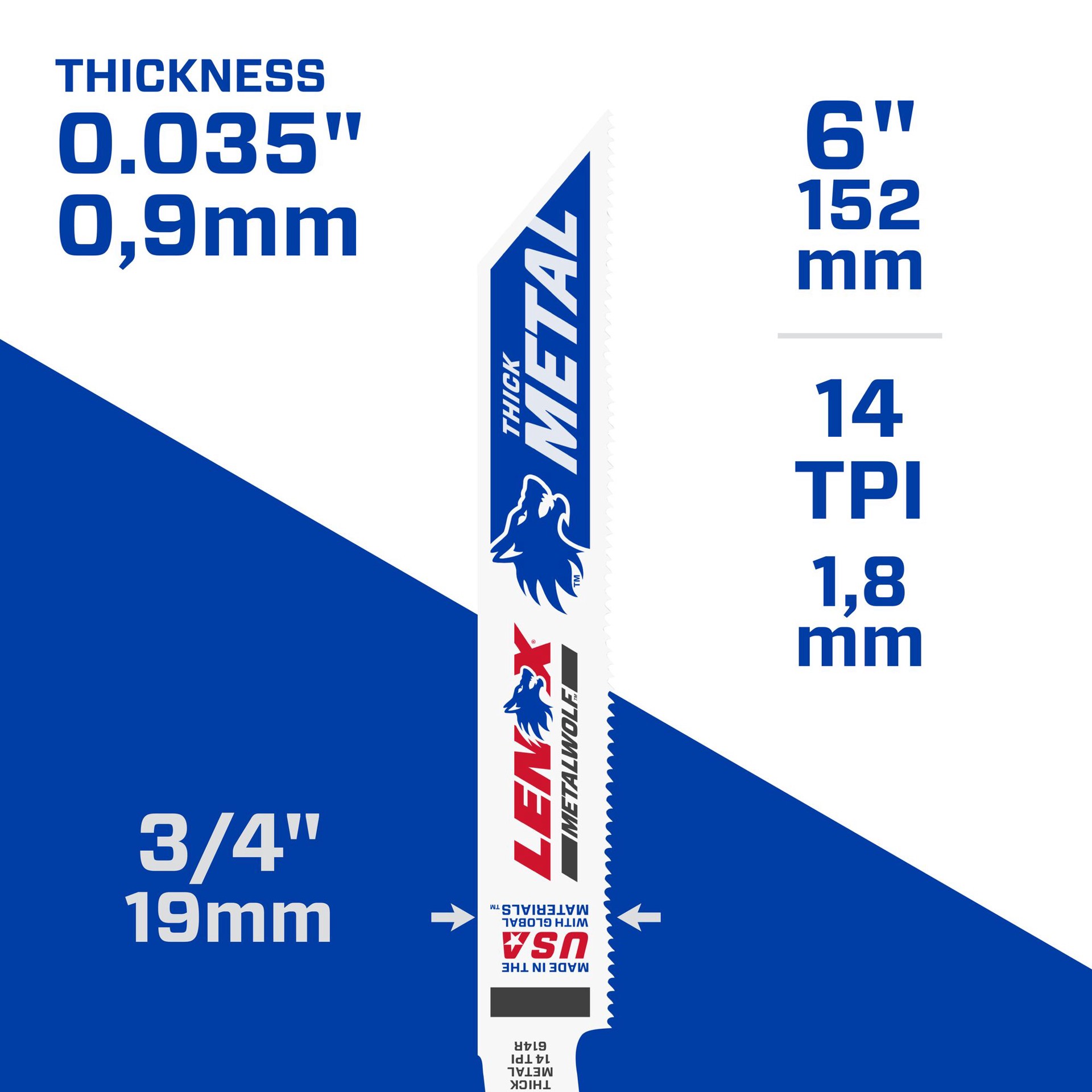 slide 4 of 6, LENOX METALWOLF Bi-metal 6-in 14 TPI Metal cutting Reciprocating Saw Blade 5 -Pack, 1 ct
