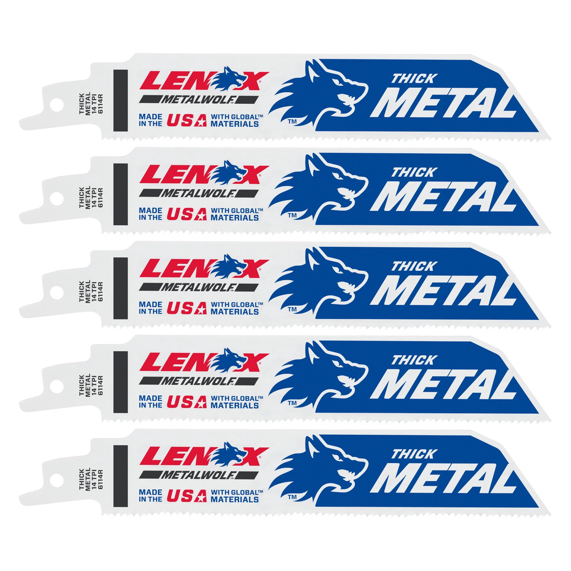 slide 1 of 6, LENOX METALWOLF Bi-metal 6-in 14 TPI Metal cutting Reciprocating Saw Blade 5 -Pack, 1 ct