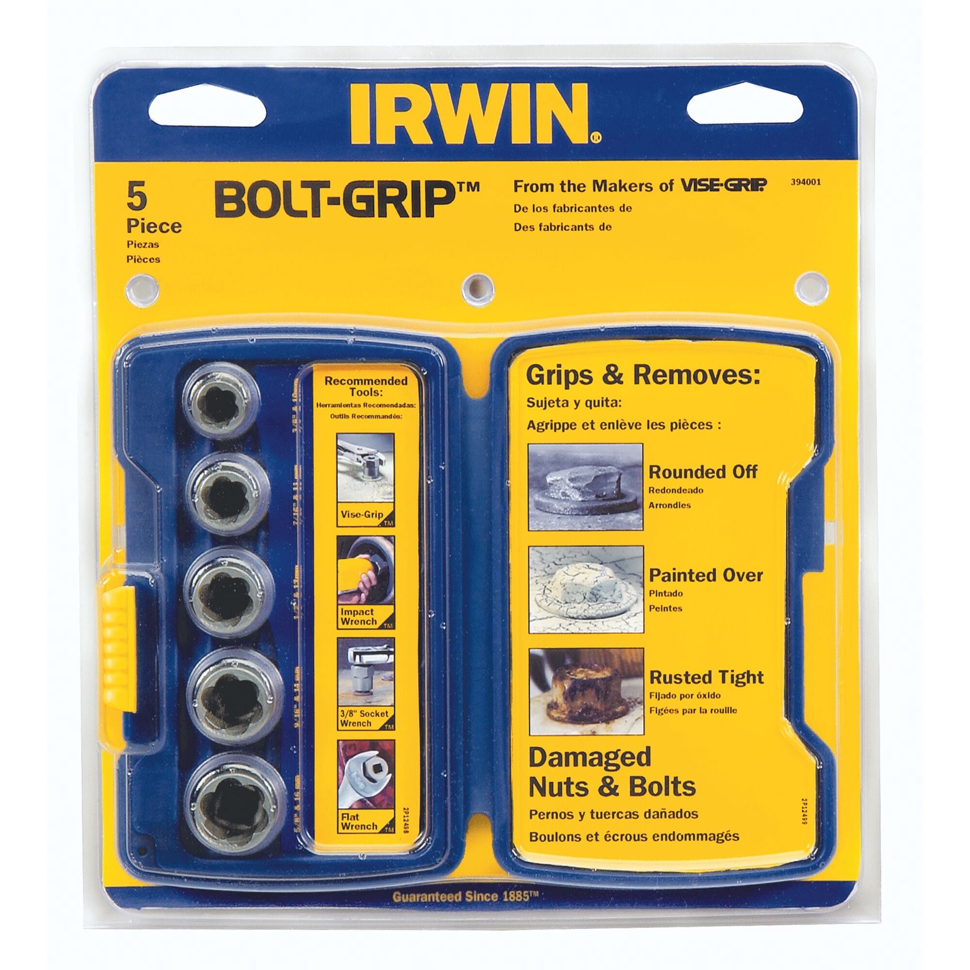slide 2 of 4, IRWIN Bolt-grip 5-Pack Metric and Standard (Sae) Assorted drive Bolt Extractor Set, 1 ct