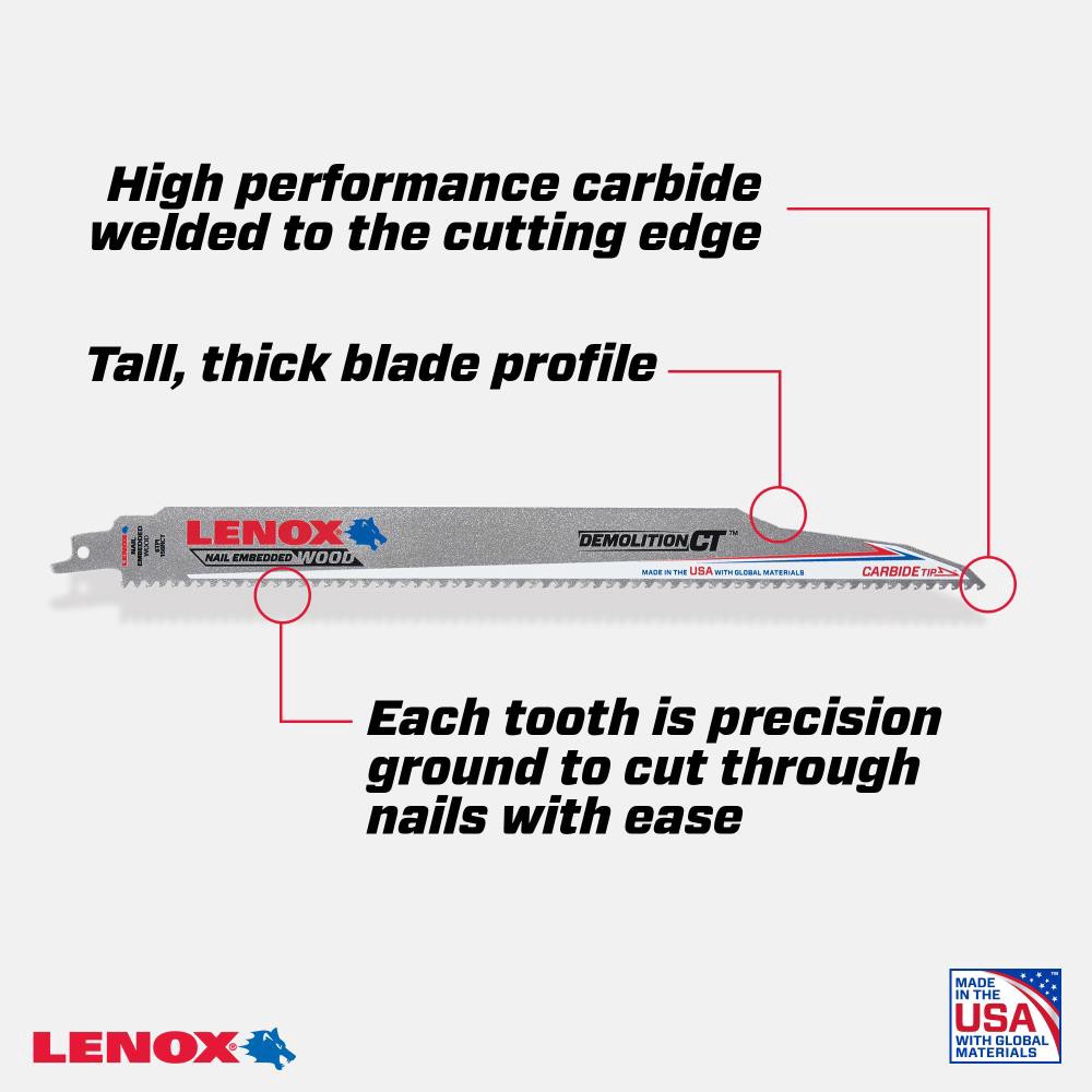 slide 2 of 6, LENOX Carbide tooth 12-in 6 TPI Demolition Demolition Reciprocating Saw Blade, 1 ct
