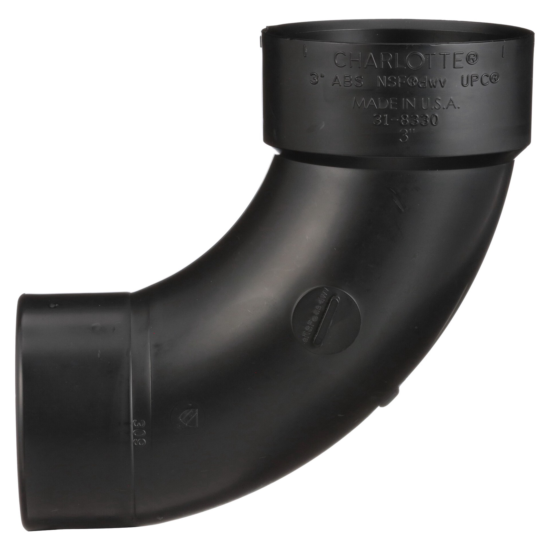 slide 5 of 6, Charlotte Pipe 3-in 90-Degree ABS DWV Street Elbow, 1 ct