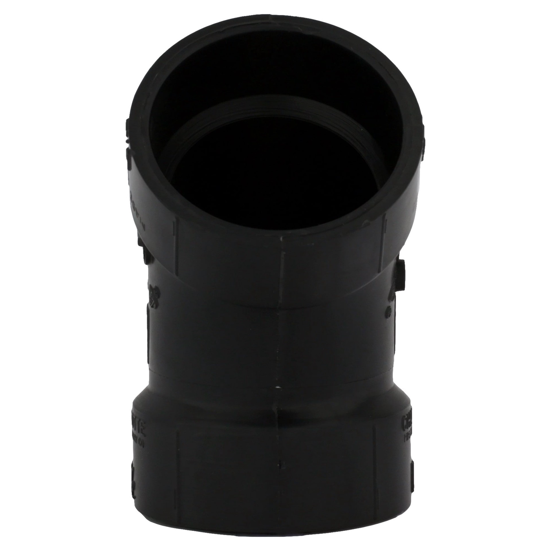 slide 2 of 6, Charlotte Pipe 3-in x 3-in x 45 Degree ABS DWV Black Elbow Fitting with NSF Safety Listing for Sanitary Drain and Vent Applications, 1 ct