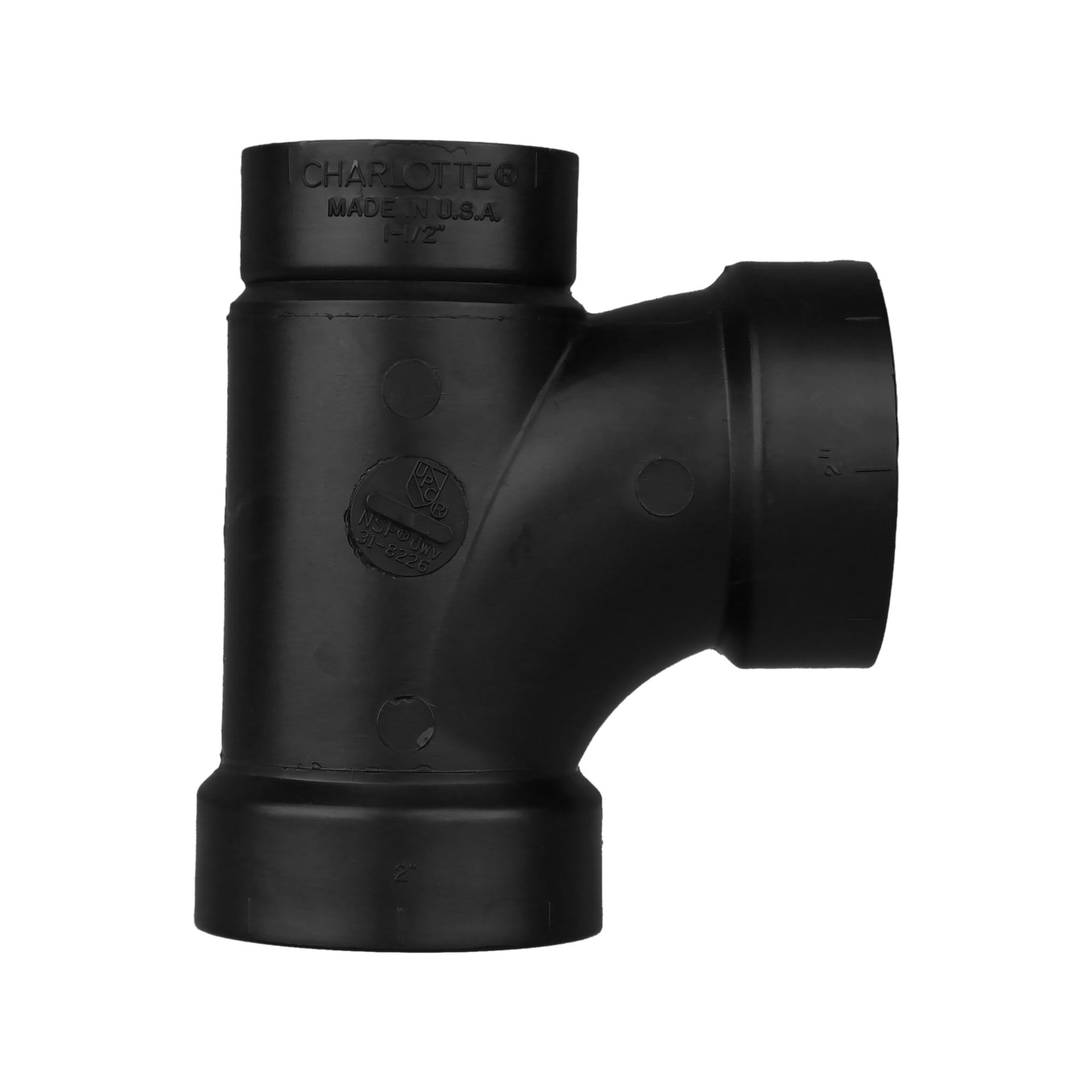 slide 4 of 6, Charlotte Pipe 2-in x 1-1/2-in x 2-in ABS DWV Reducing Sanitary Tee, 1 ct