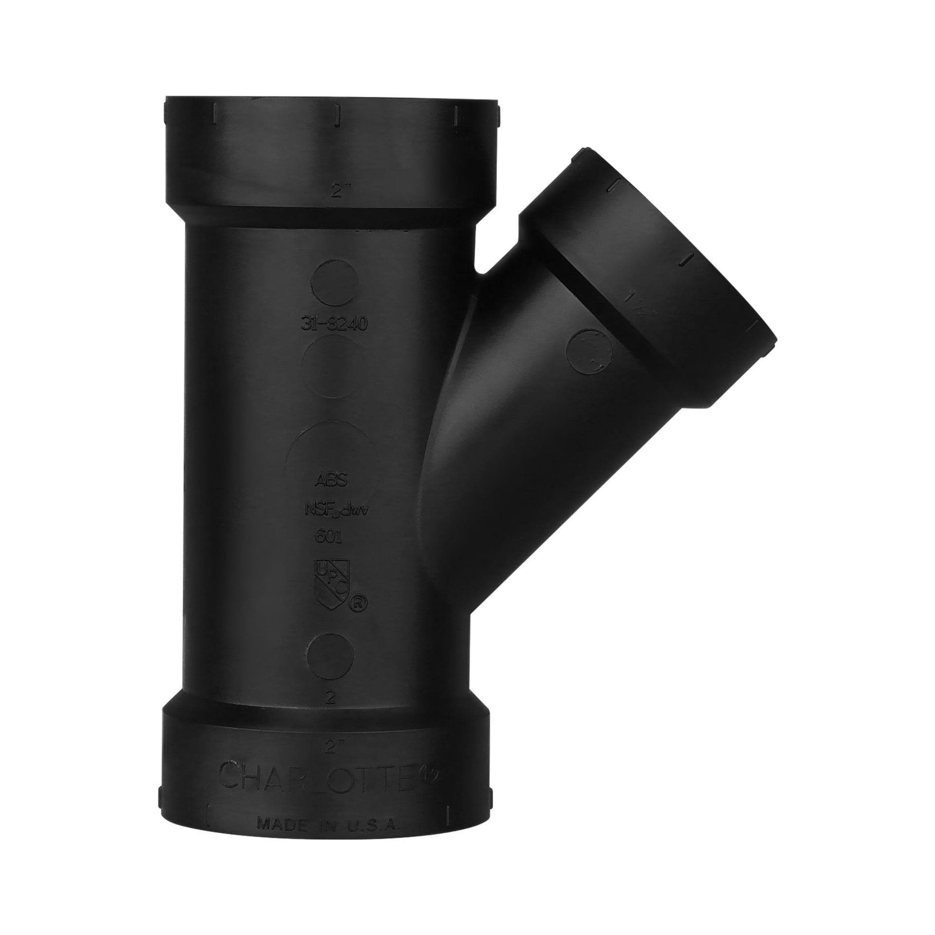 slide 3 of 6, Charlotte Pipe 4-in x 4-in x 2-in ABS DWV Reducing Wye, 1 ct