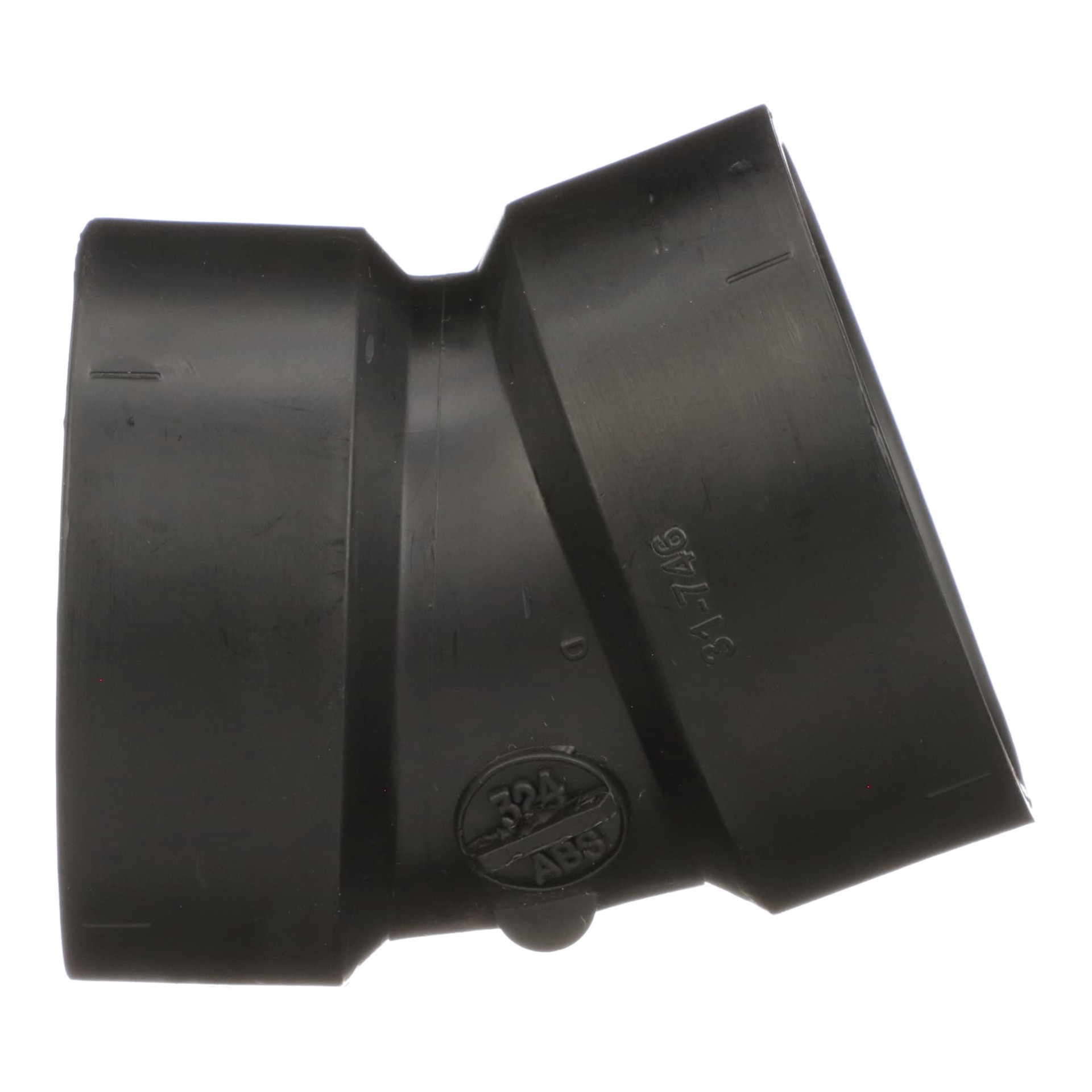 slide 3 of 6, Charlotte Pipe 4-in 22-1/2 Degree ABS DWV Black Elbow Fitting for Non-Potable Water - NSF Safety Listed, 1 ct