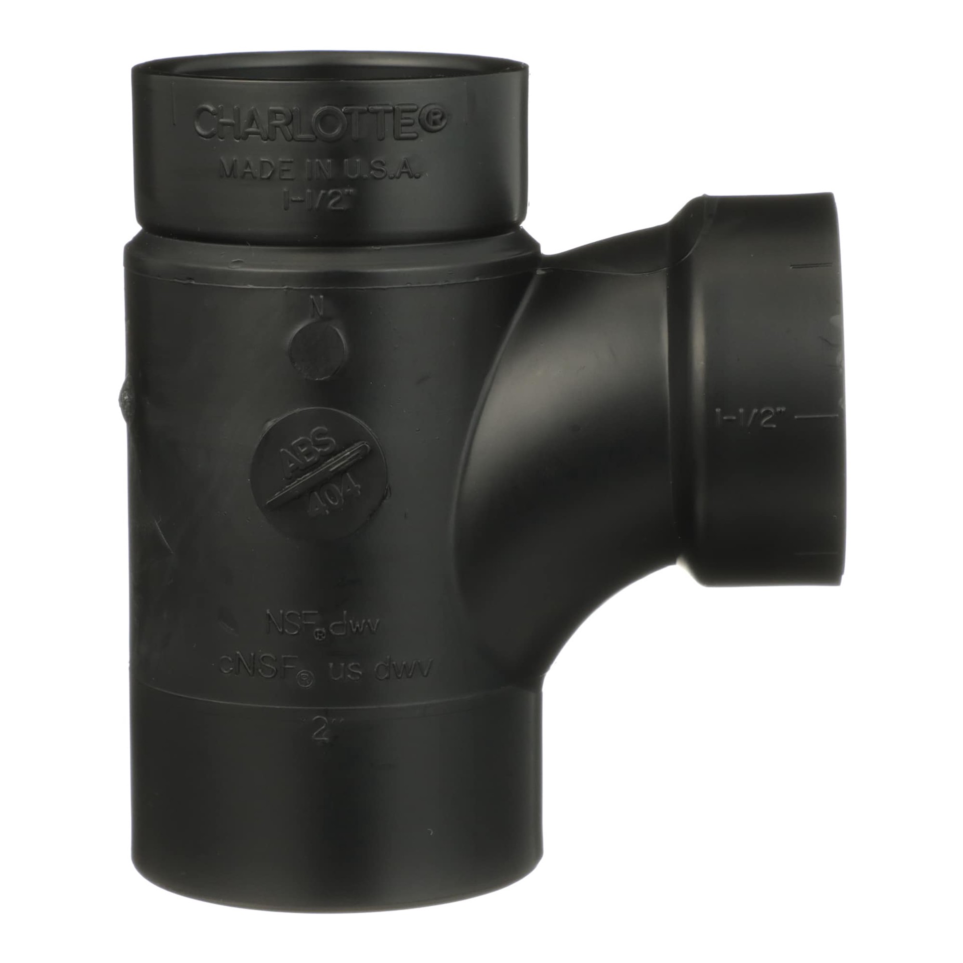 slide 4 of 6, Charlotte Pipe 2-in x 1-1/2-in x 1-1/2-in ABS DWV Reducing Sanitary Street Tee, 1 ct