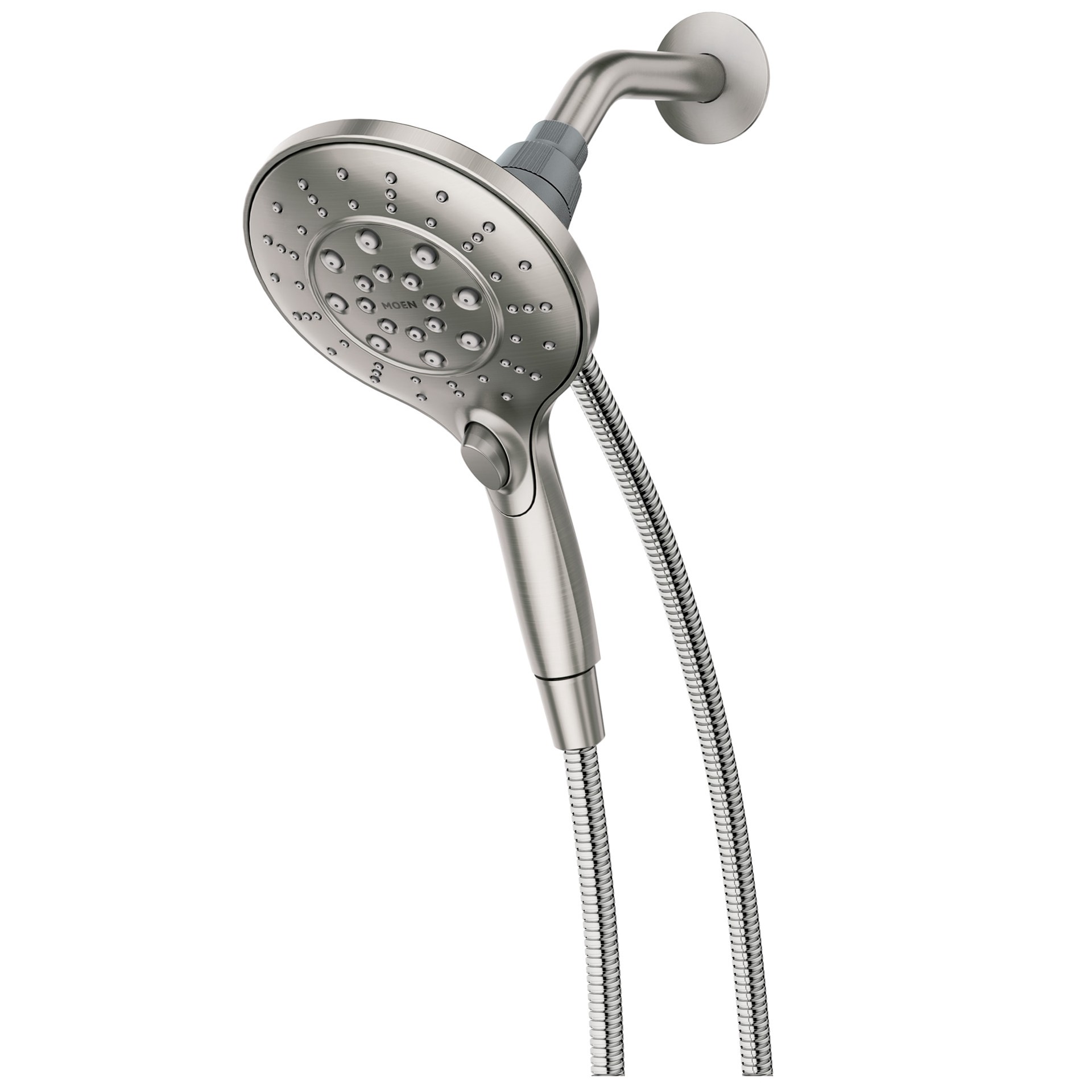 slide 1 of 6, Moen Engage 6.0 -Spray Spot Resist Brushed Nickel 5.5-in Round Rain Handheld Shower Head 1.75 GPM, 1 ct
