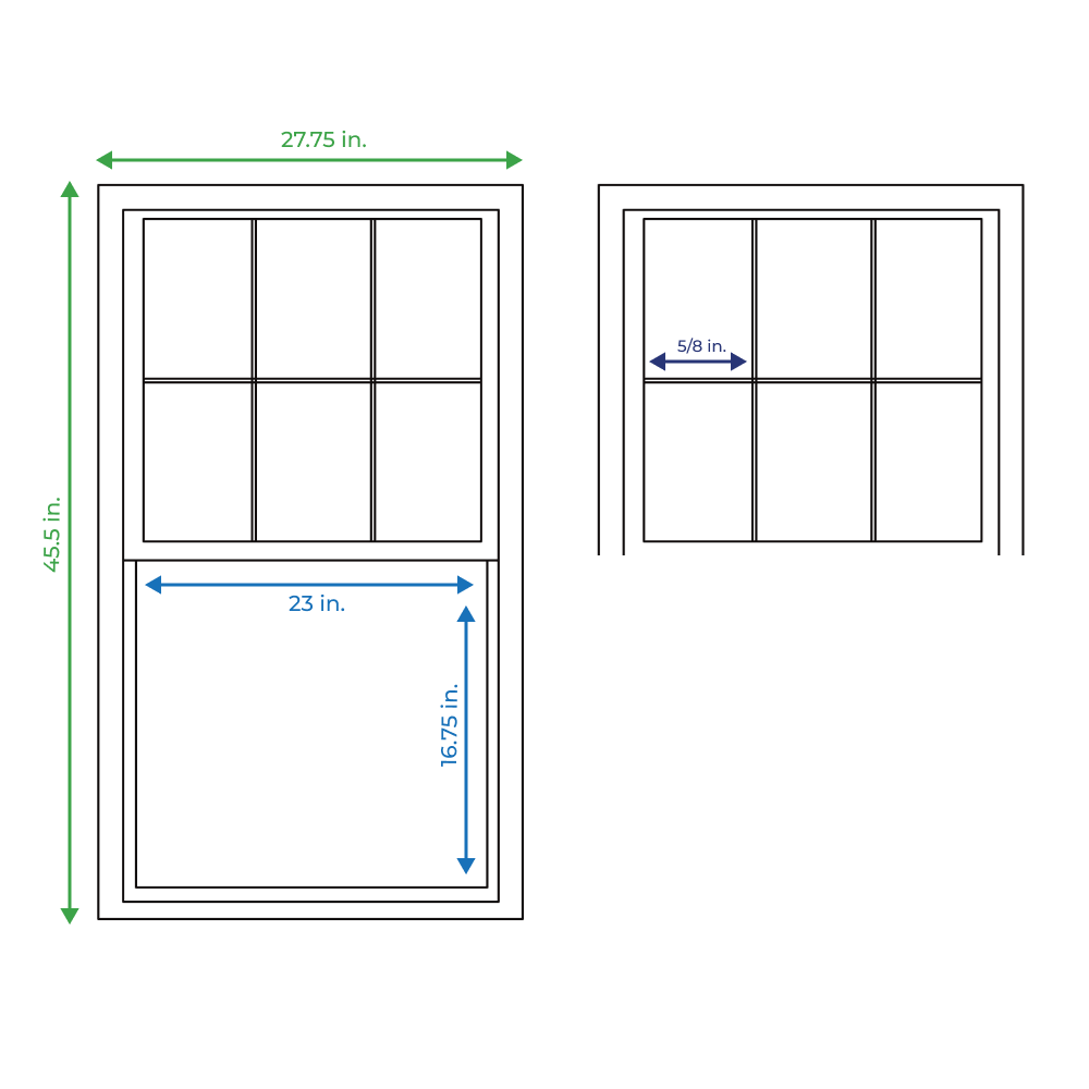 slide 3 of 6, RELIABILT 3201 Series 27-3/4-in x 45-1/2-in White Exterior White Interior Vinyl Replacement Double Hung Window Low-E argon Double Pane Glass with Grids (Half Screen Included), 1 ct