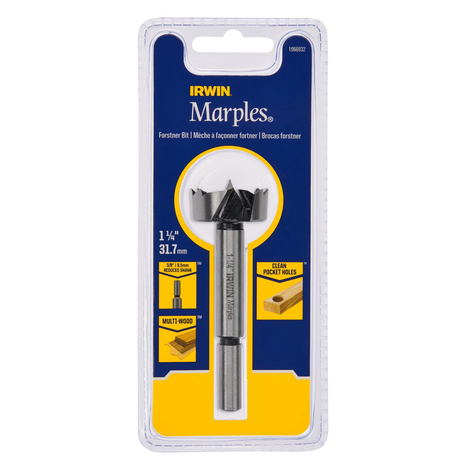 slide 3 of 6, IRWIN Marples 1-1/4-in x 3-11/16-in Woodboring Forstner bit Drill Bit, 1 ct