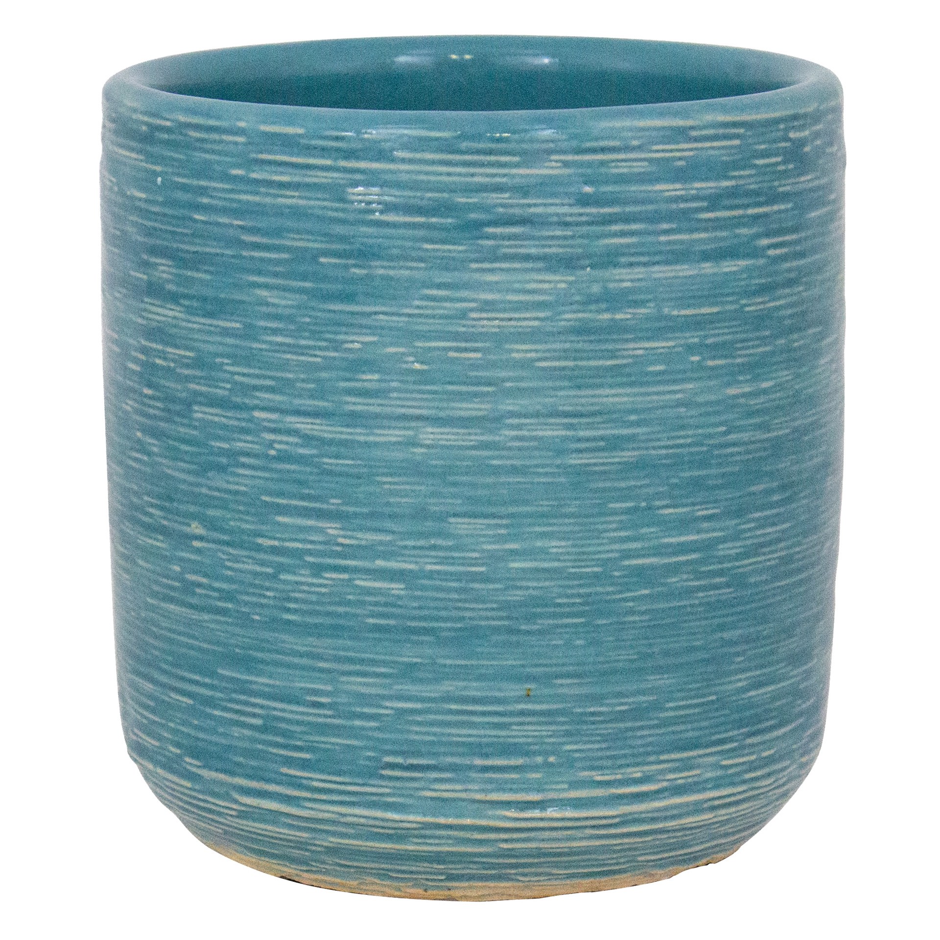 slide 1 of 6, allen + roth Round 4.1-in W x 4.06-in L Blue Ceramic Indoor Planter, 1 ct