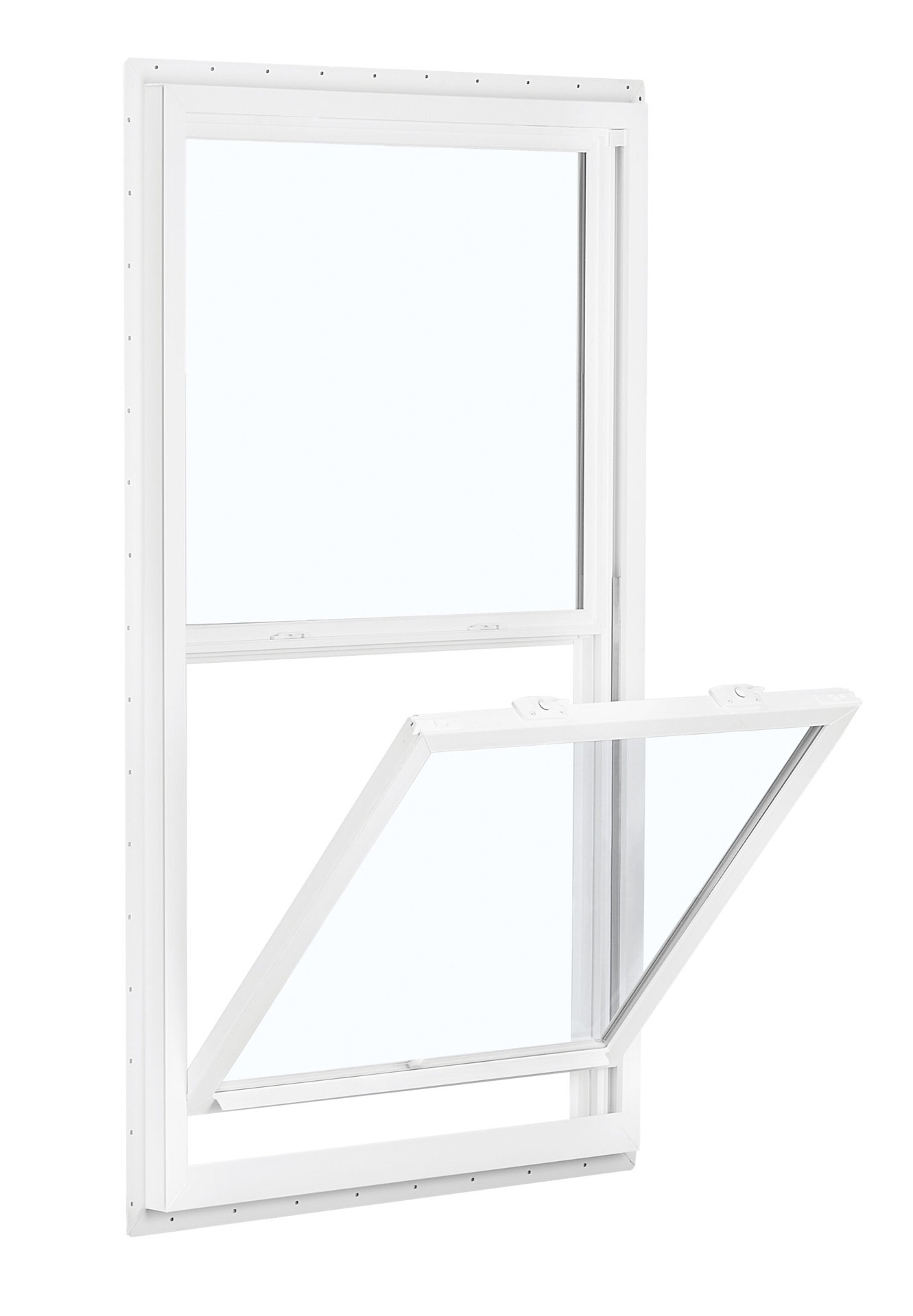slide 1 of 6, RELIABILT 150 Series 31-1/2-in x 35-1/2-in White Exterior Vinyl New Construction Single Hung Window Low-E Double Pane Glass (Half Screen Included), 1 ct