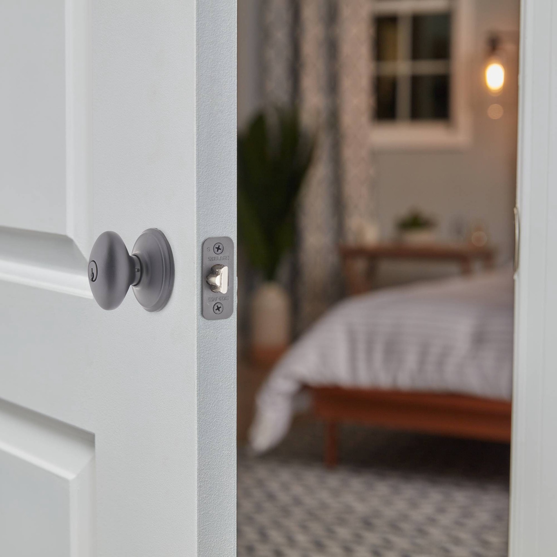 slide 2 of 6, Schlage Siena Matte Black Exterior Keyed Entry Door Knob, 1 ct