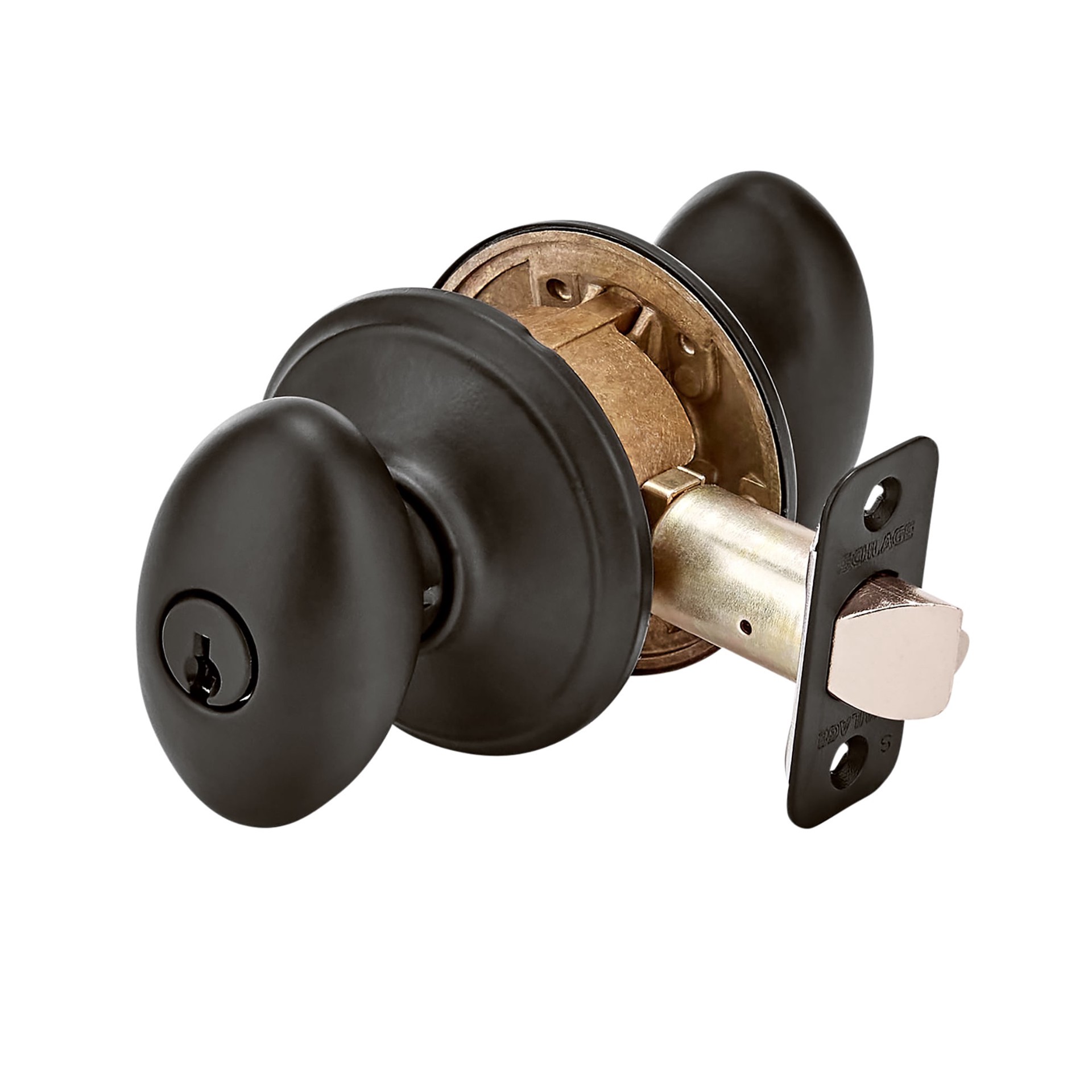 slide 3 of 6, Schlage Siena Matte Black Exterior Keyed Entry Door Knob, 1 ct