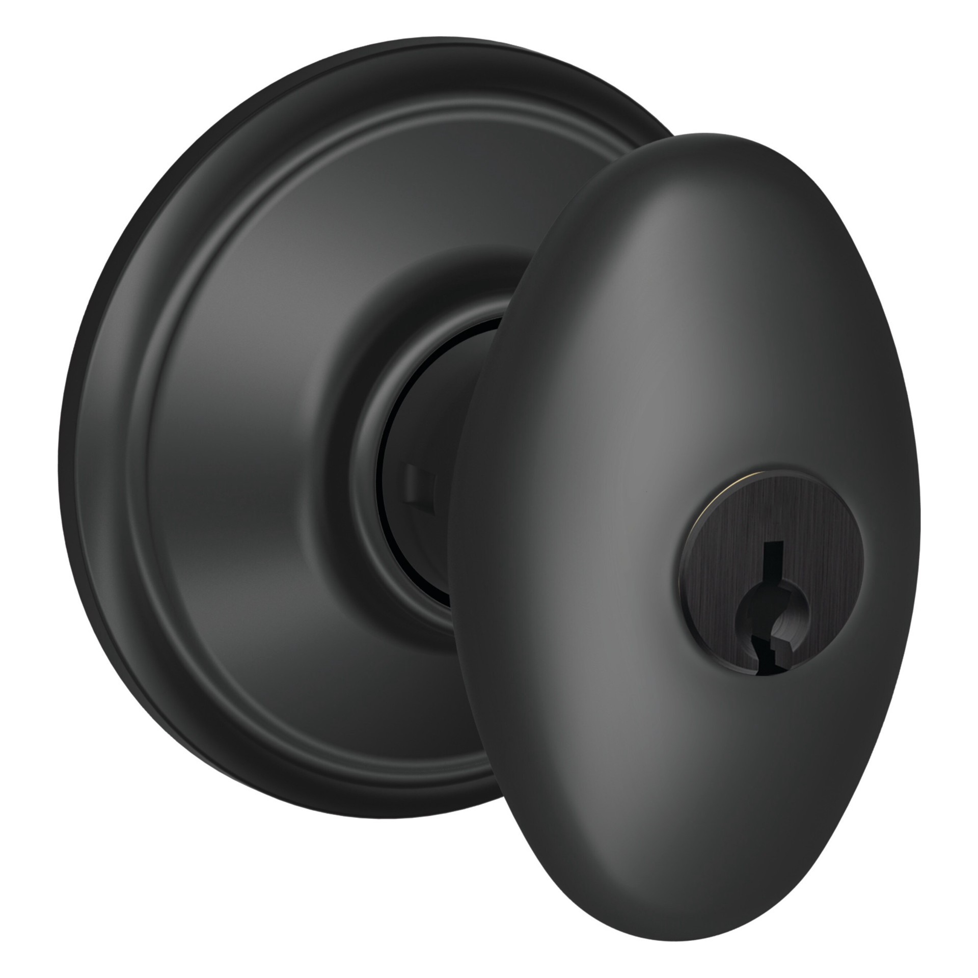 slide 4 of 6, Schlage Siena Matte Black Exterior Keyed Entry Door Knob, 1 ct
