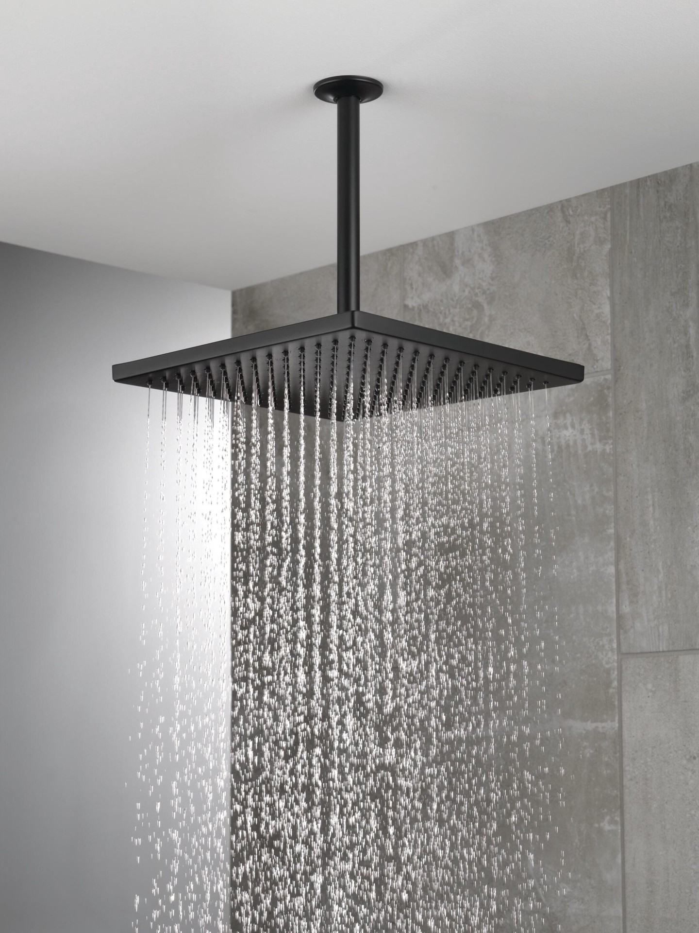 slide 2 of 5, Delta 1.0 -Spray Matte Black 11.7500-in Square Rain Shower Head 2.5 GPM, 1 ct