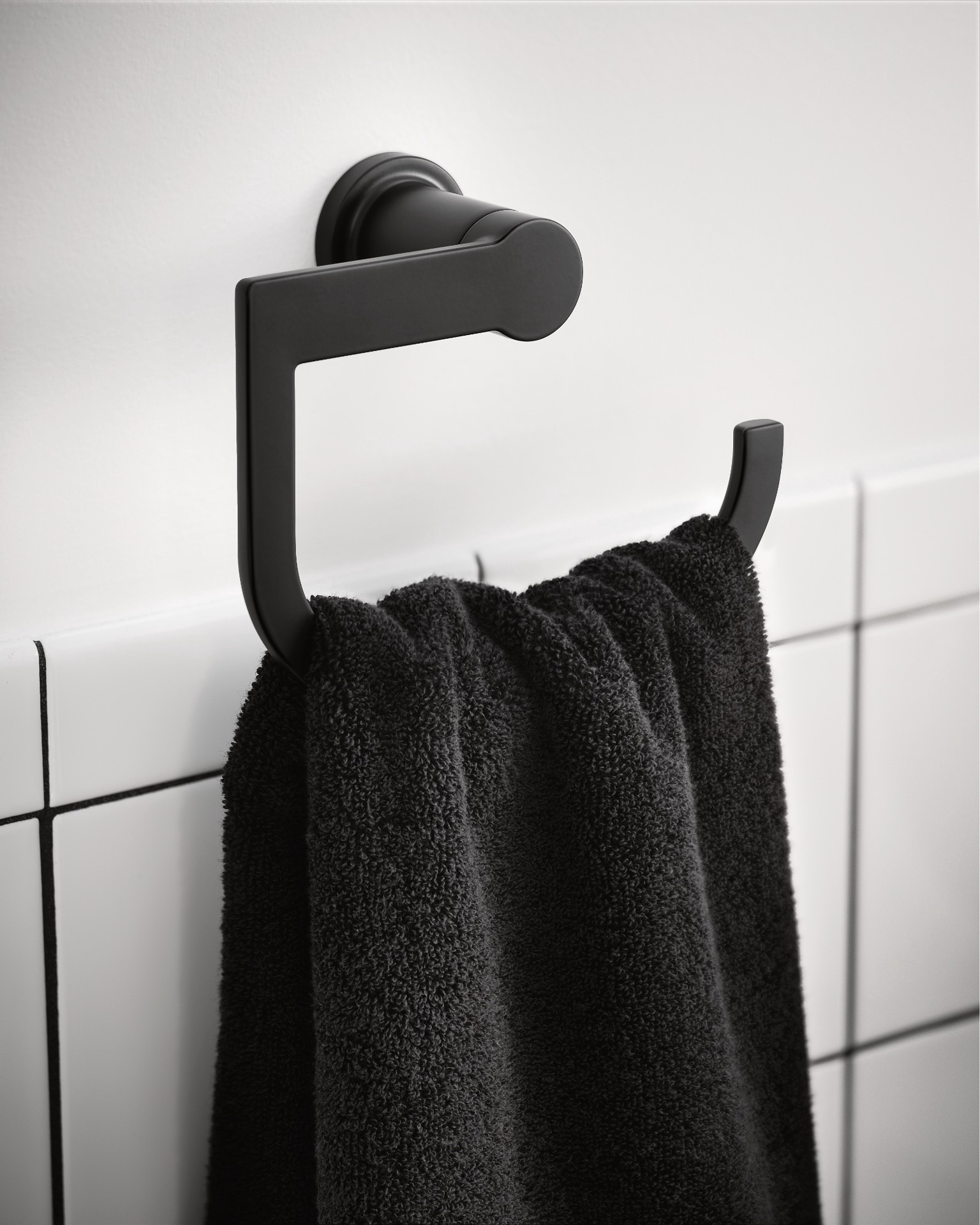 slide 3 of 6, Moen Rinza Matte Black Towel Ring, 1 ct