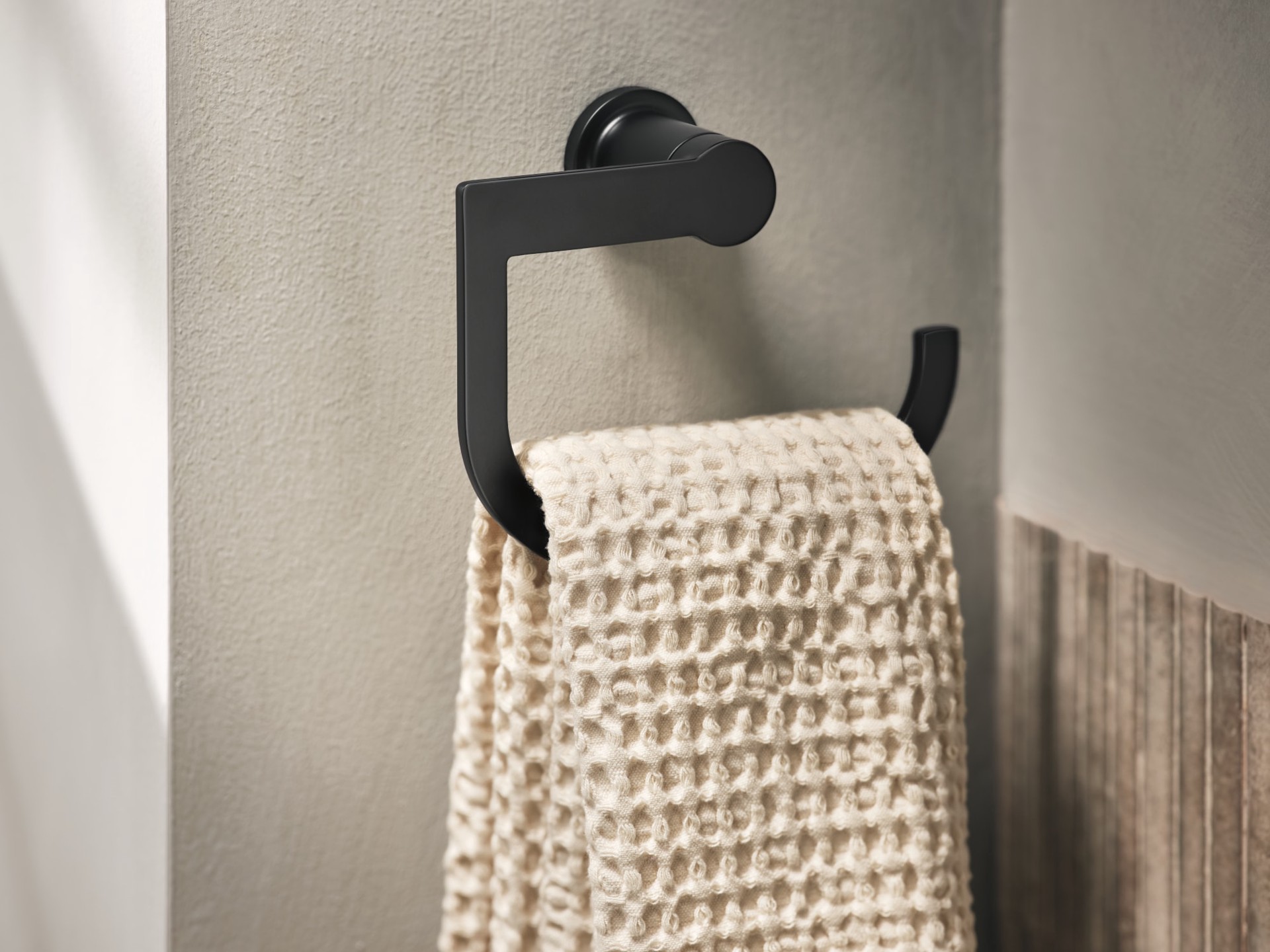 slide 5 of 6, Moen Rinza Matte Black Towel Ring, 1 ct