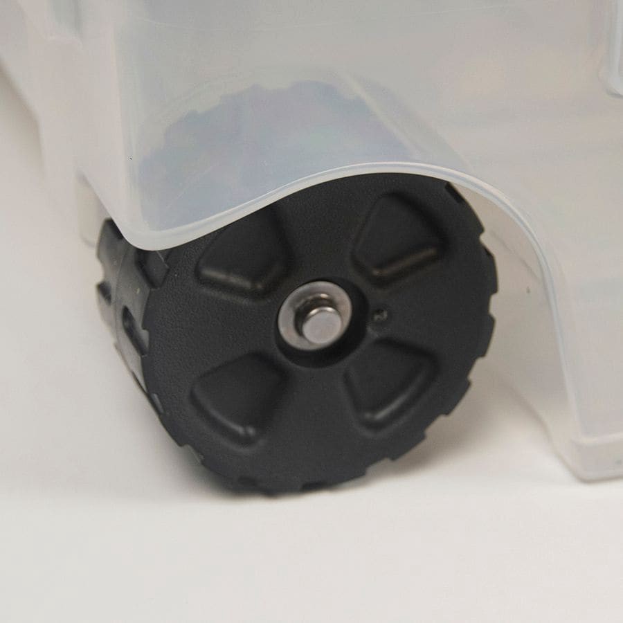 slide 3 of 6, Project Source Large 40 -Gallons ( 160 -Quarts ) Clear Heavy Duty Rolling Stackable Tote with Standard Snap Lid, 1 ct