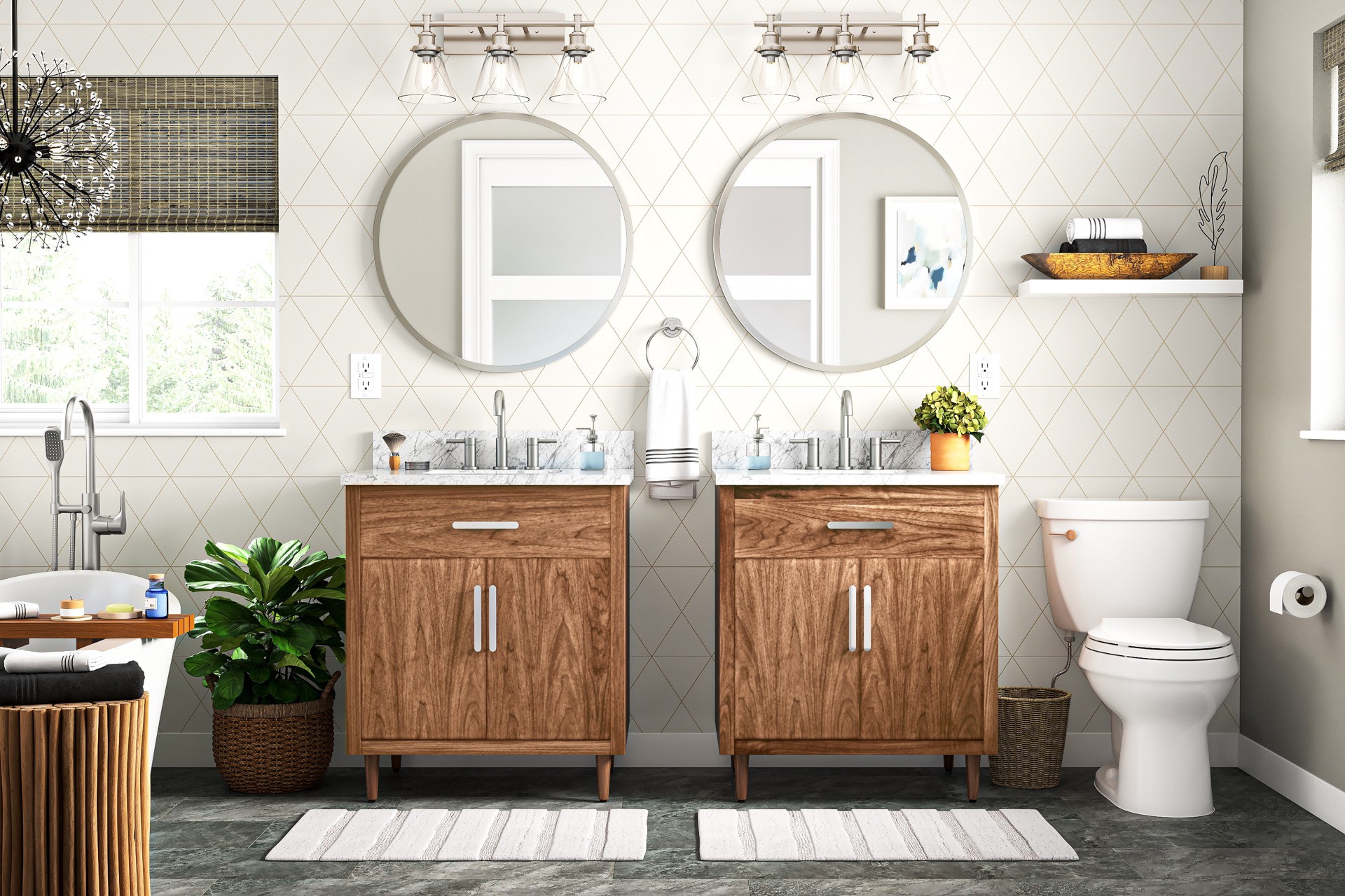 slide 5 of 6, allen + roth Harlow Brushed Nickel Widespread 2-handle WaterSense High-arc Residential Handle Bathroom Sink Faucet with Drain, 1 ct