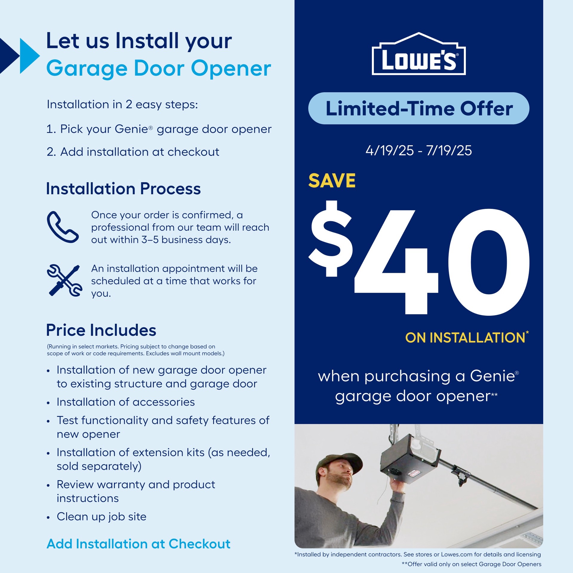 slide 2 of 6, Genie 1-1/4 HPc Belt drive Garage Door Opener and Battery Back-Up, 1 ct