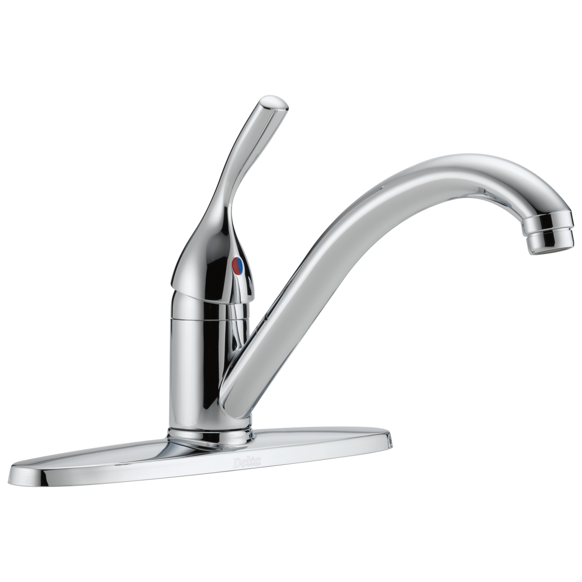 slide 1 of 6, Delta Classic Chrome Single Handle Deck-mount Kitchen Faucet (Includes Deck Plate), 1 ct