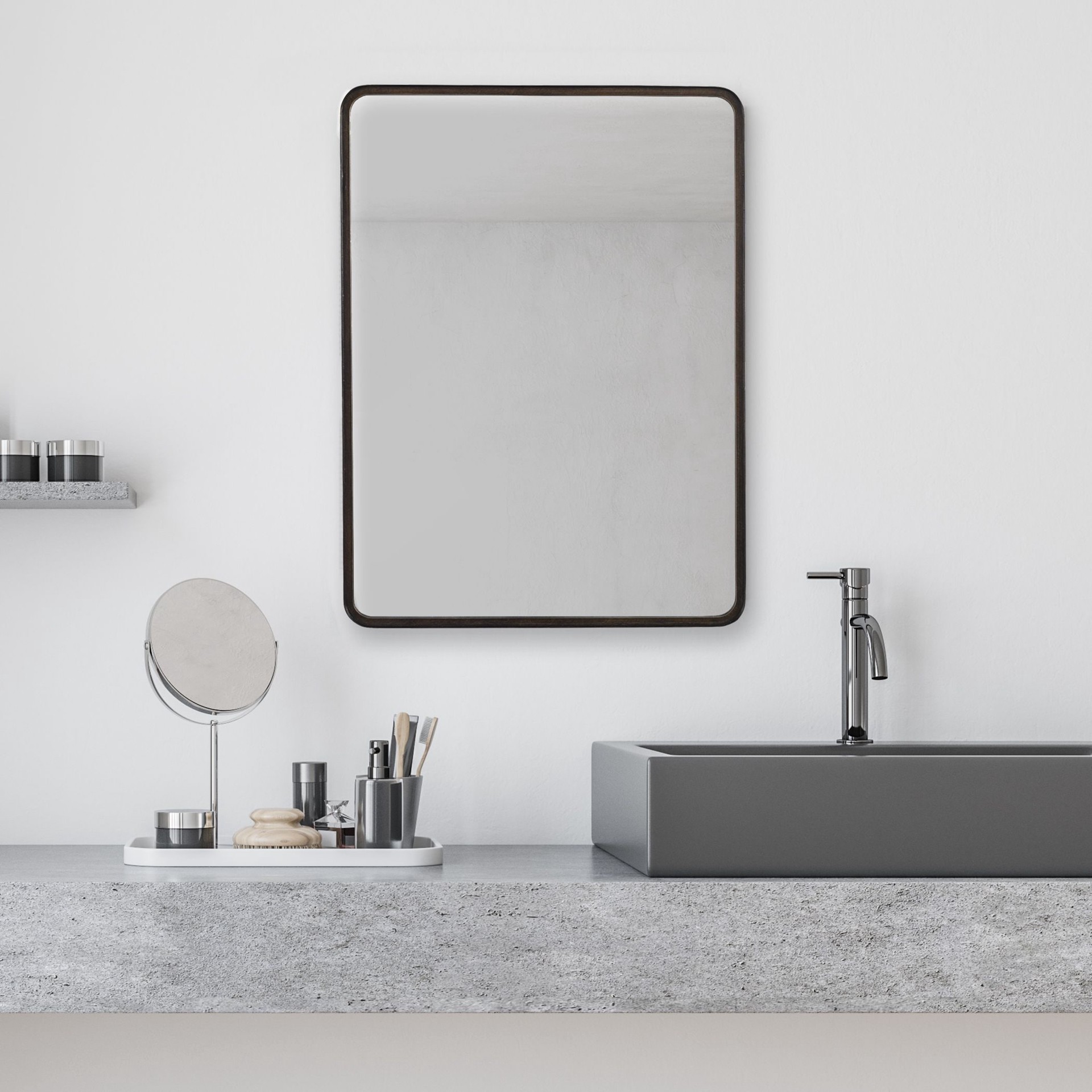 slide 1 of 6, allen + roth 30-in W x 40.0-in H Rectangle Dark Bronze Framed Wall Mirror, 1 ct