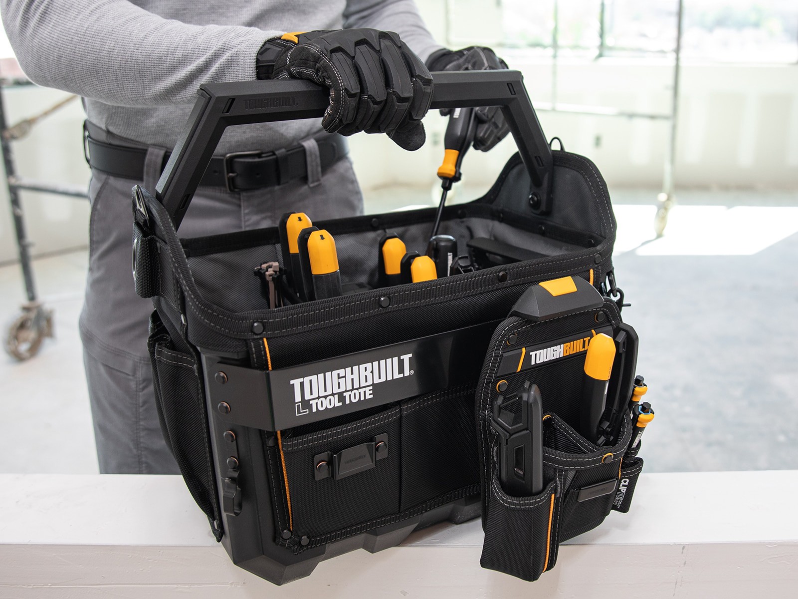 slide 3 of 6, TOUGHBUILT Large Black Polyester 16-in W x 11.02-in D x 13.78-in L Tool tote, 1 ct