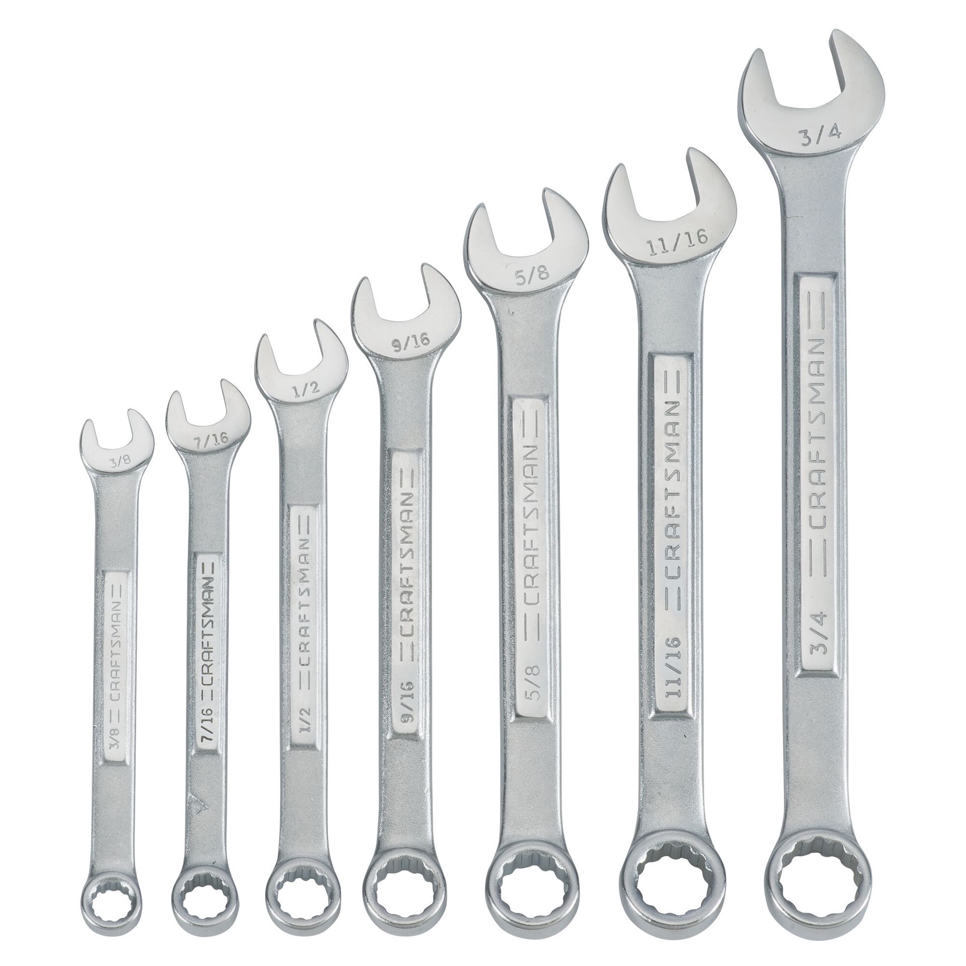 slide 1 of 6, CRAFTSMAN 7 -Piece Set 12-point Standard (SAE) Standard Combination Wrench Includes Hard Case, 1 ct