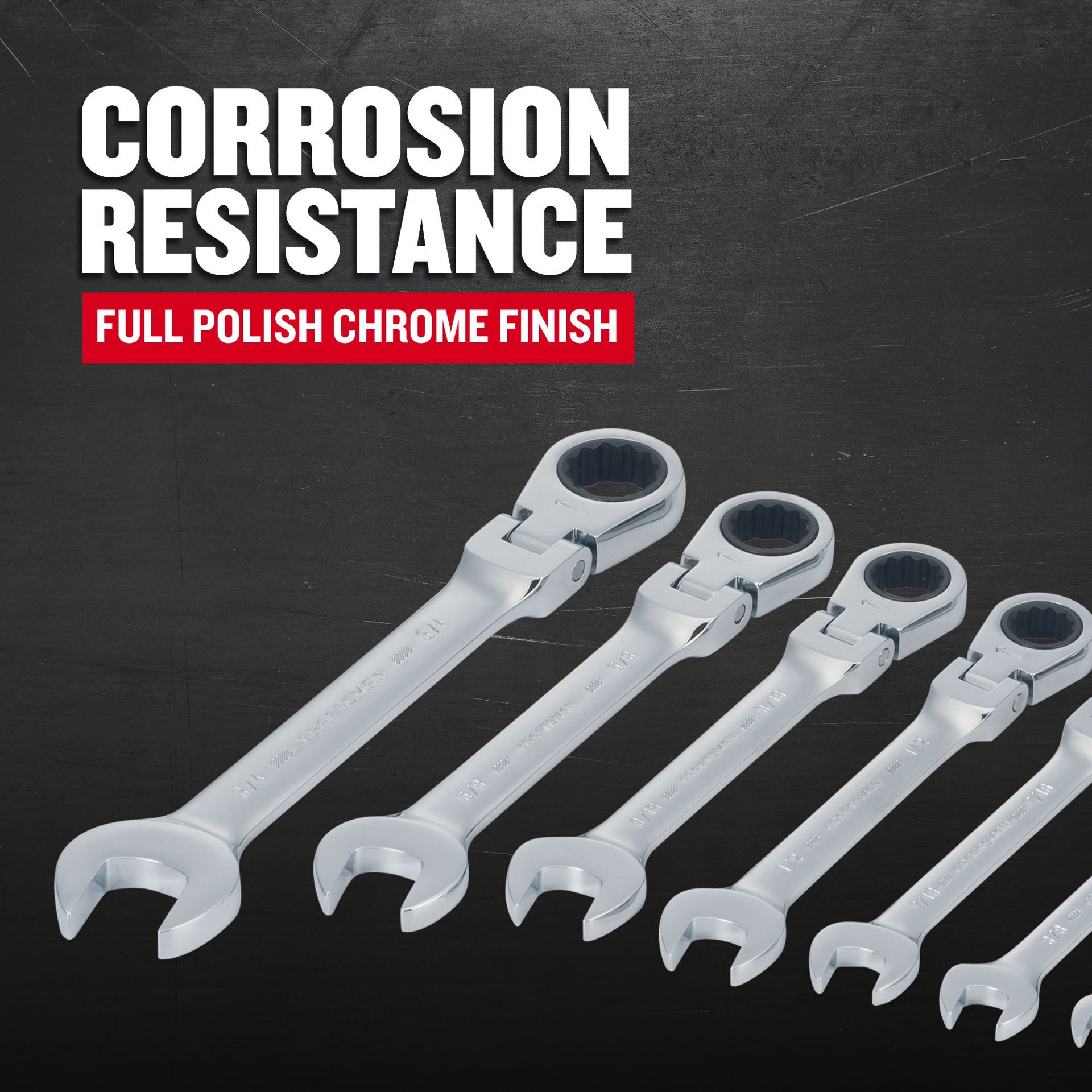 slide 4 of 6, CRAFTSMAN 7 -Piece Set Standard (SAE) Flexible Head Ratchet Wrench, 1 ct