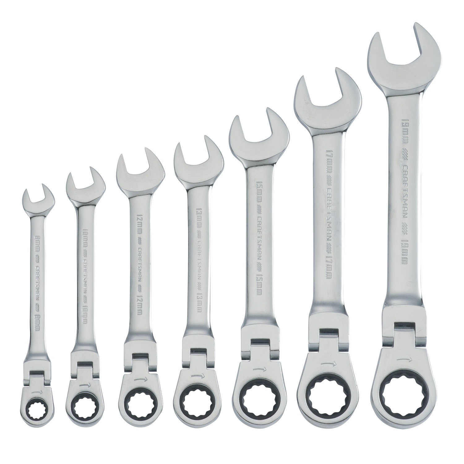 slide 1 of 6, CRAFTSMAN 7 -Piece Set Metric Flexible Head Ratchet Wrench, 1 ct
