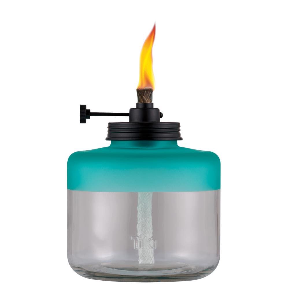 slide 1 of 4, TIKI Tiki 1 Inches Clear glass with blue Glass Tabletop torch, 1 ct