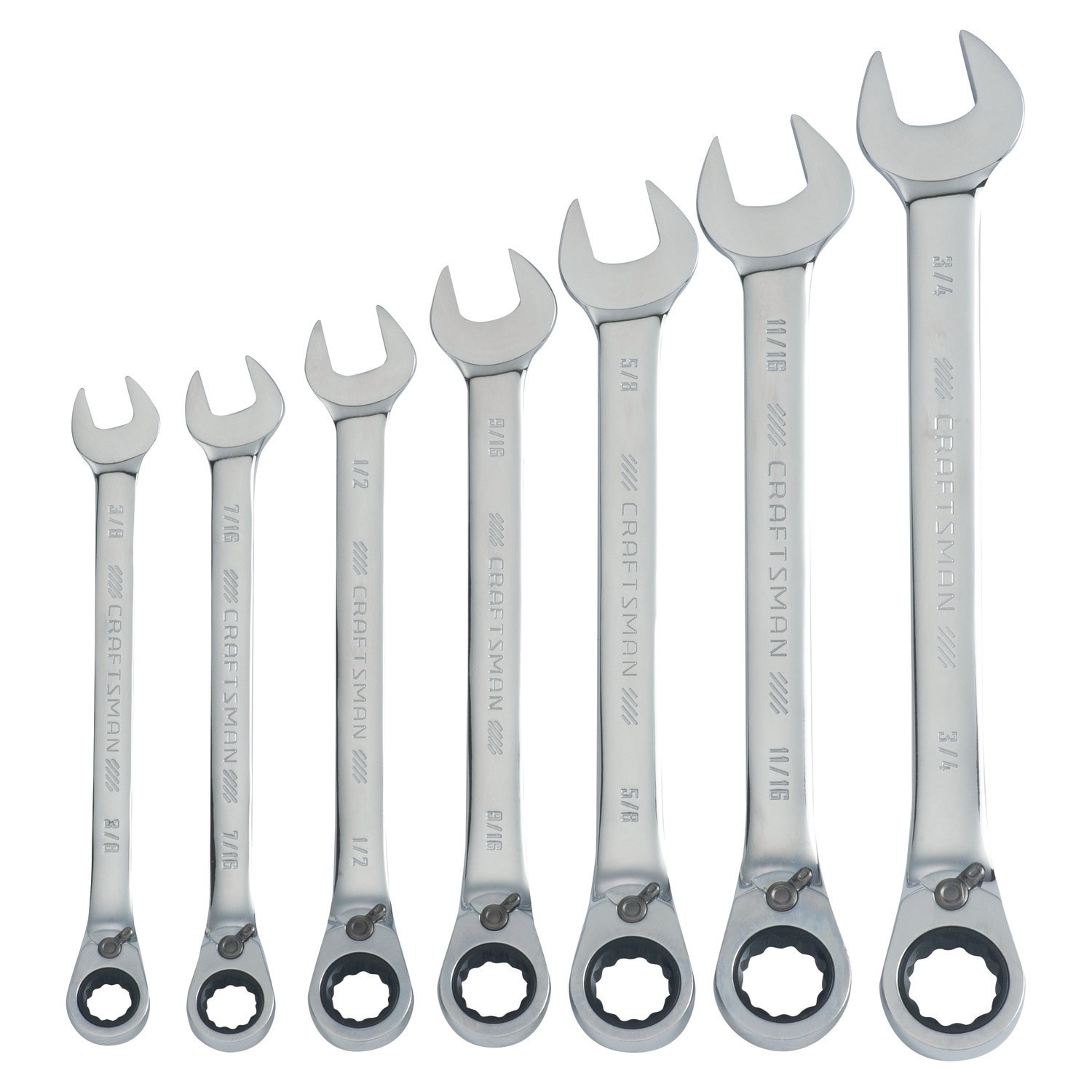 slide 1 of 6, CRAFTSMAN 7 -Piece Set Standard (SAE) Ratchet Wrench, 1 ct