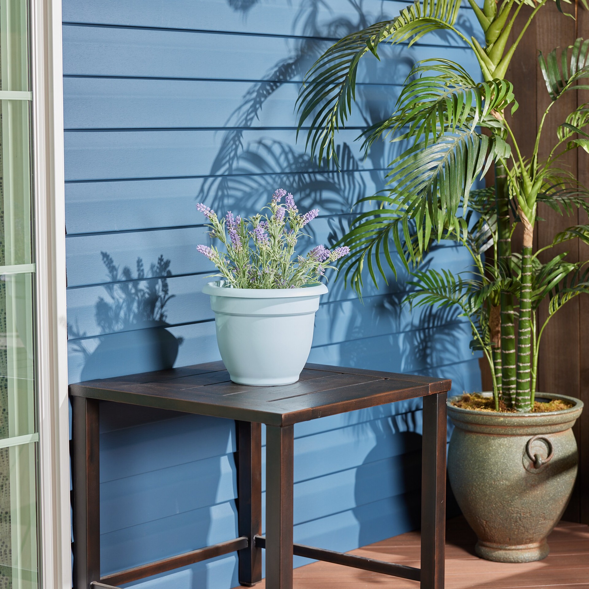 slide 4 of 6, Bloem Round 11.0-in W x 11.0-in L Blue Plastic Indoor/Outdoor Self Watering Planter, 1 ct