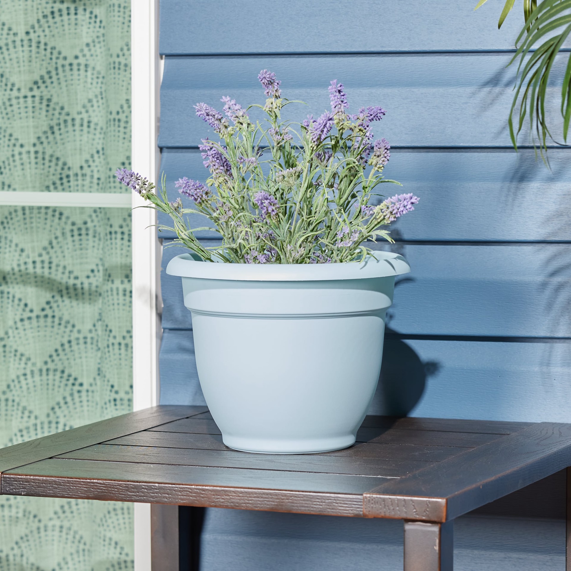 slide 5 of 6, Bloem Round 11.0-in W x 11.0-in L Blue Plastic Indoor/Outdoor Self Watering Planter, 1 ct