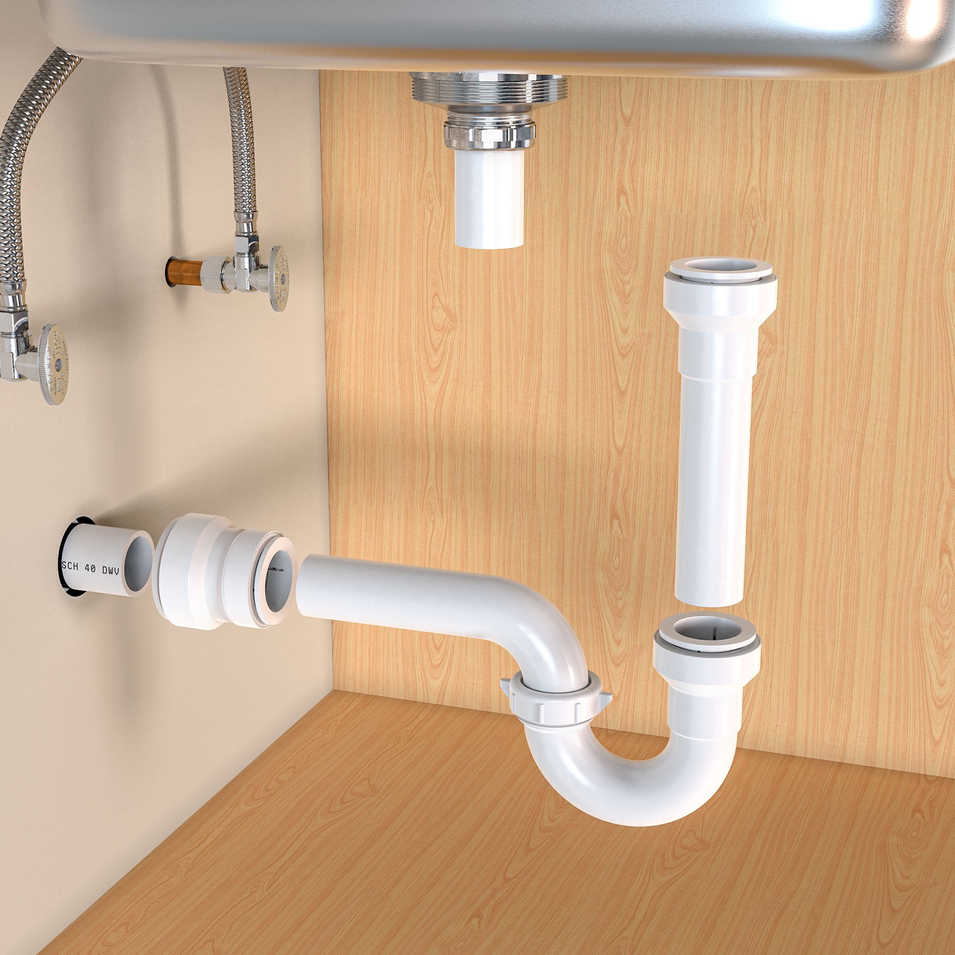 slide 4 of 6, Keeney Insta-Plumb 1-1/2-in Plastic Push-to-connect P-trap, 1 ct