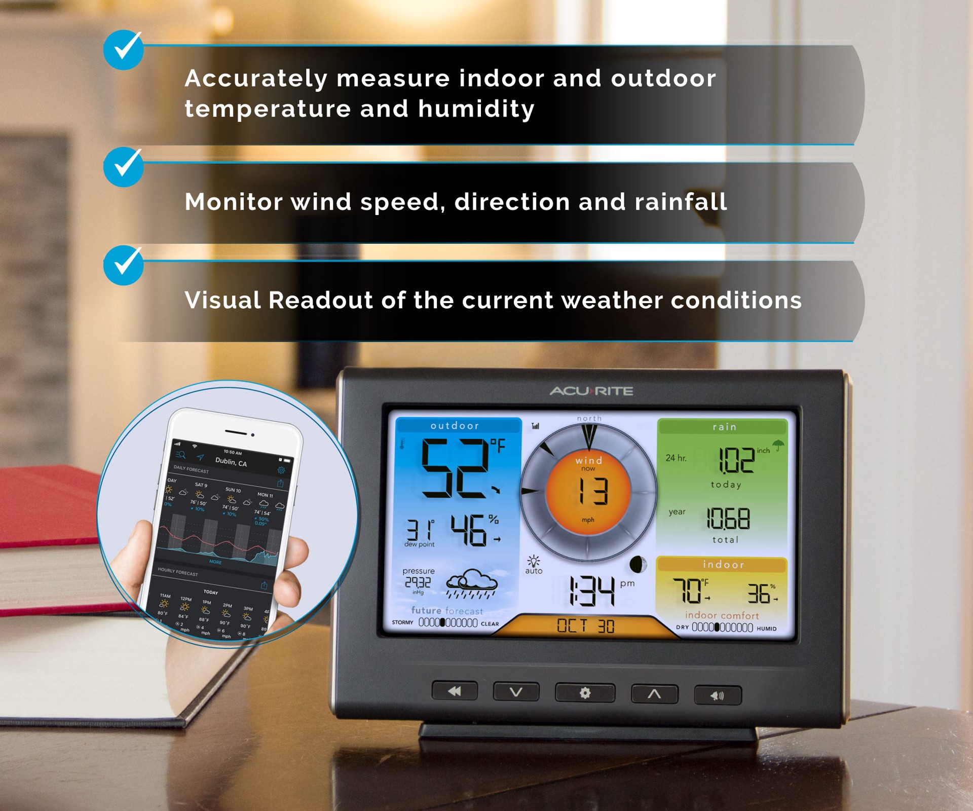 slide 3 of 6, AcuRite Digital Weather Station Wireless Outdoor Sensor with Temperature Rainfall Humidity, 1 ct