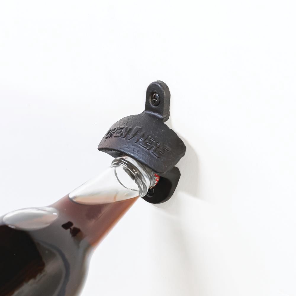 slide 4 of 6, allen + roth Matte Black Manual Wall-mount Bottle opener, 1 ct