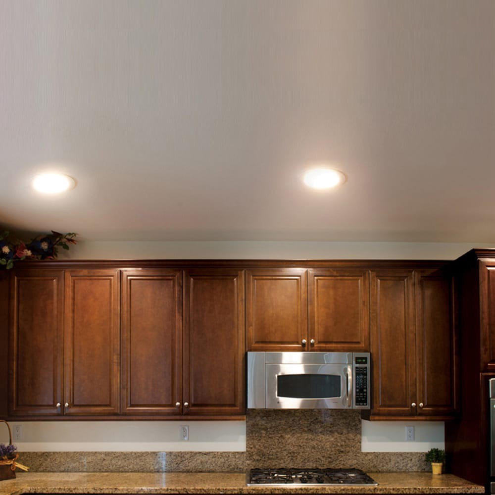 slide 6 of 6, Utilitech Color Changing White 4-in 580 -Lumens Switchable Round Dimmable LED Canless Wet rated Recessed Downlight 6 -Pack, 1 ct