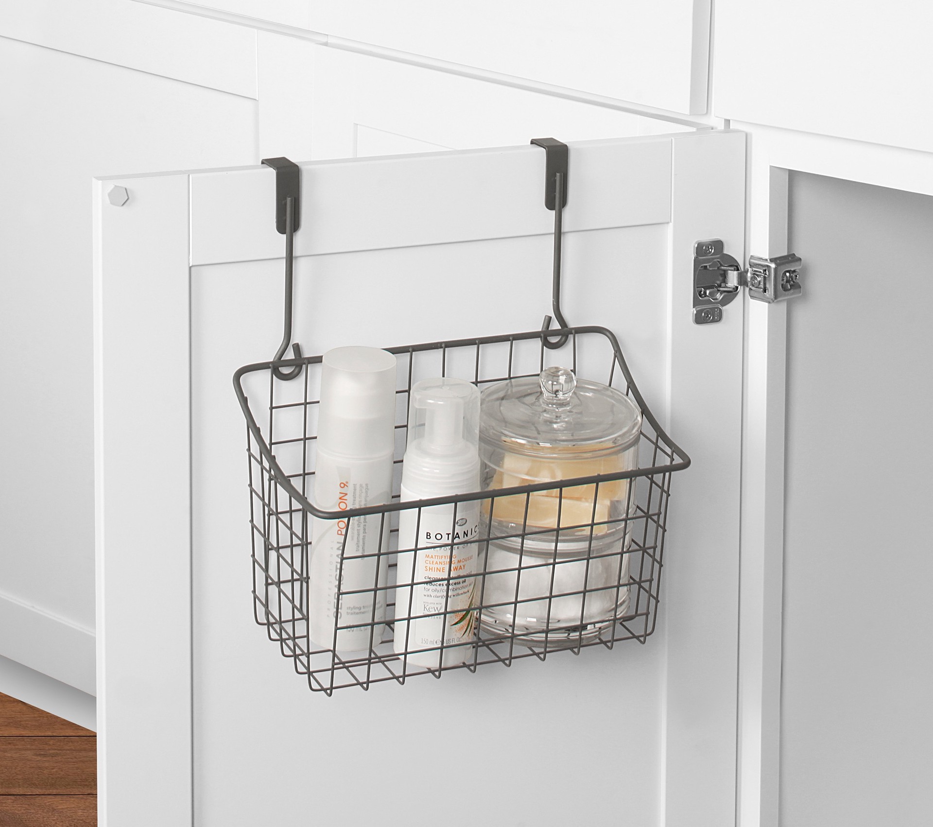 slide 4 of 6, Style Selections 8-in W x 12-in H x 10.25-in D 1 -Tier Over-the-cabinet Industrial Gray Metal Door organizer, 1 ct