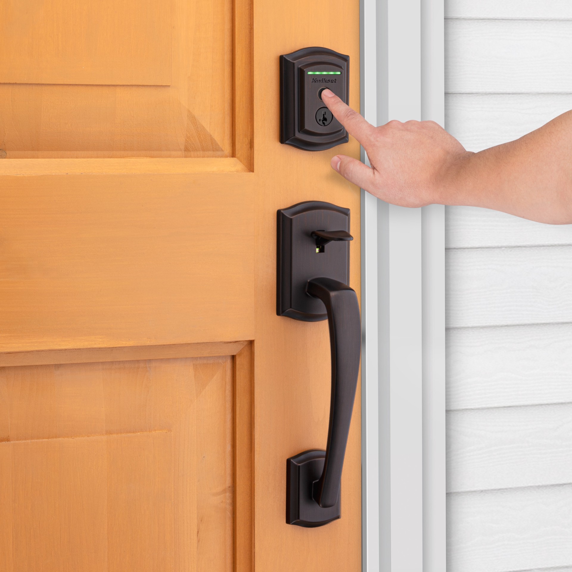 slide 3 of 6, Kwikset Halo Fingerprint Traditional Venetian Bronze Smart Wi-Fi and Touchscreen Electronic Deadbolt Lock ft. SmartKey Security, 1 ct