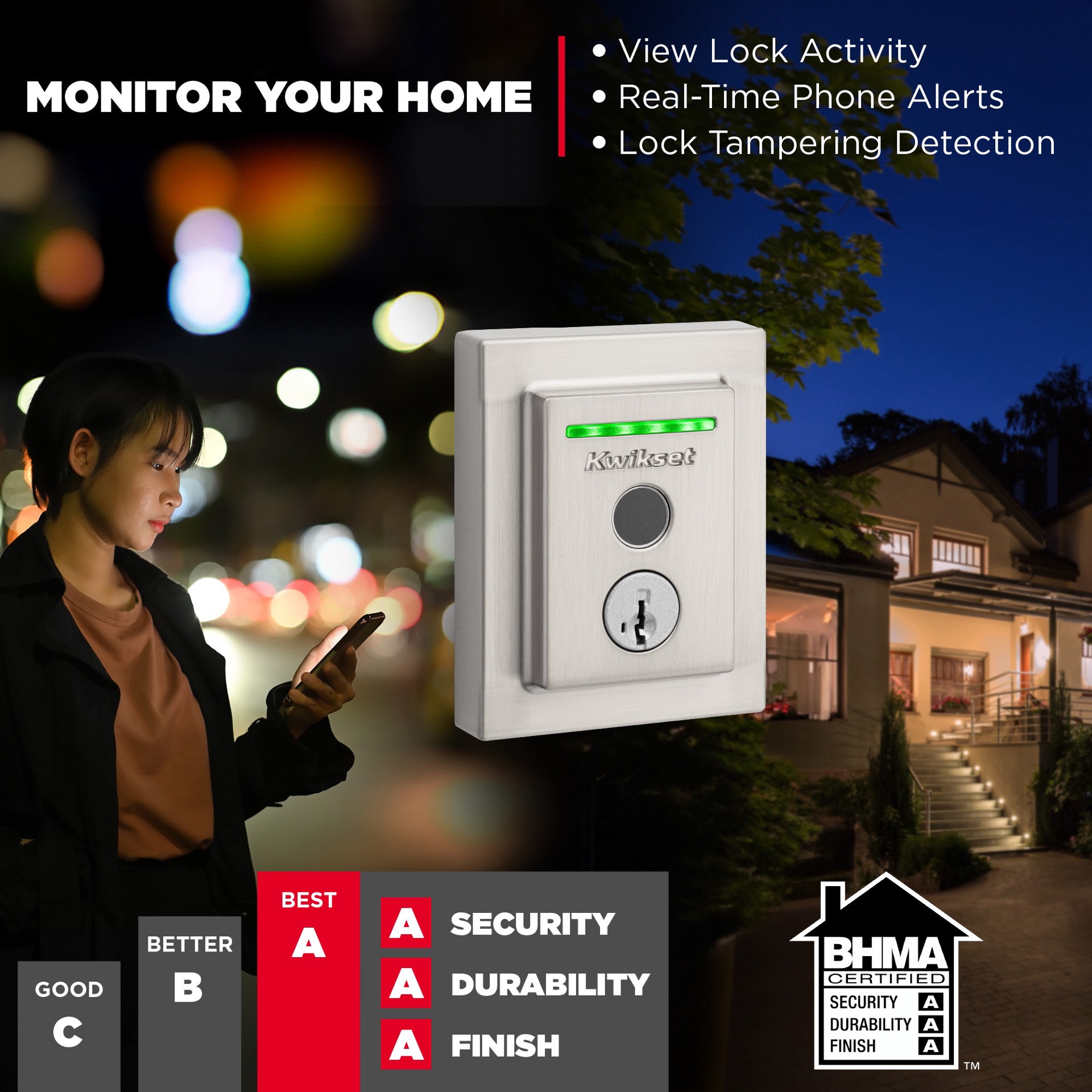 slide 5 of 6, Kwikset Halo Fingerprint Contemporary Satin Nickel Smart Wi-Fi and Touchscreen Electronic Deadbolt Lock ft. SmartKey Security, 1 ct