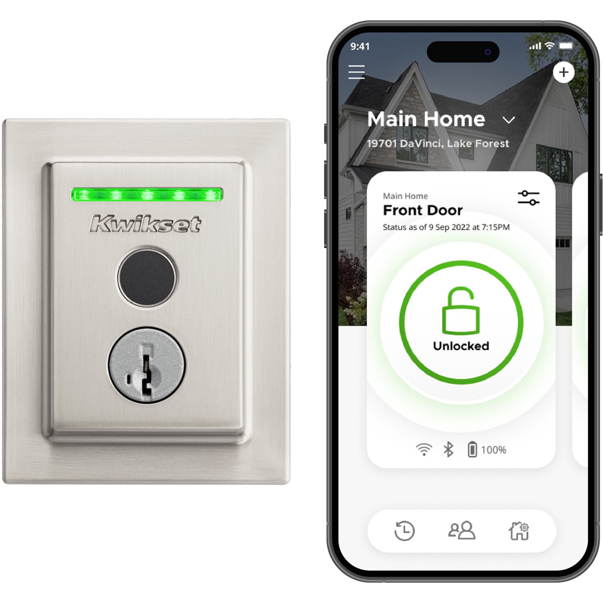 slide 1 of 6, Kwikset Halo Fingerprint Contemporary Satin Nickel Smart Wi-Fi and Touchscreen Electronic Deadbolt Lock ft. SmartKey Security, 1 ct