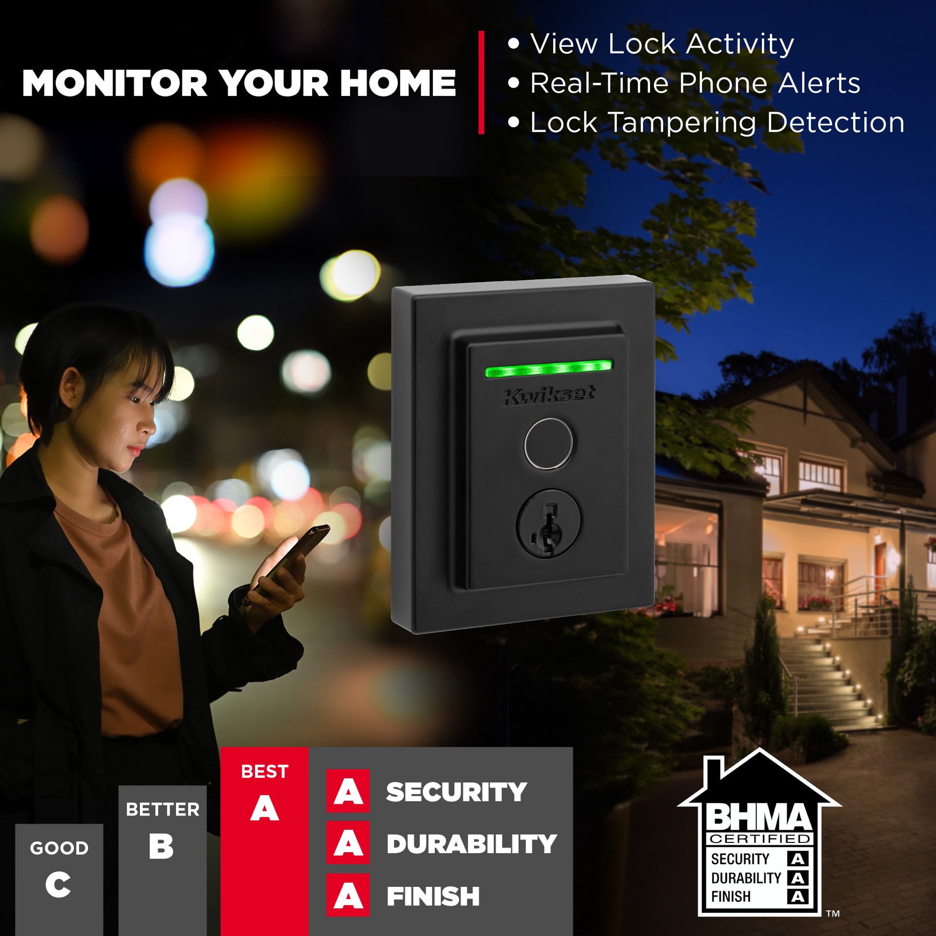 slide 5 of 6, Kwikset Halo Fingerprint Contemporary Matte Black Smart Wi-Fi and Touchscreen Electronic Deadbolt Lock ft. SmartKey Security, 1 ct