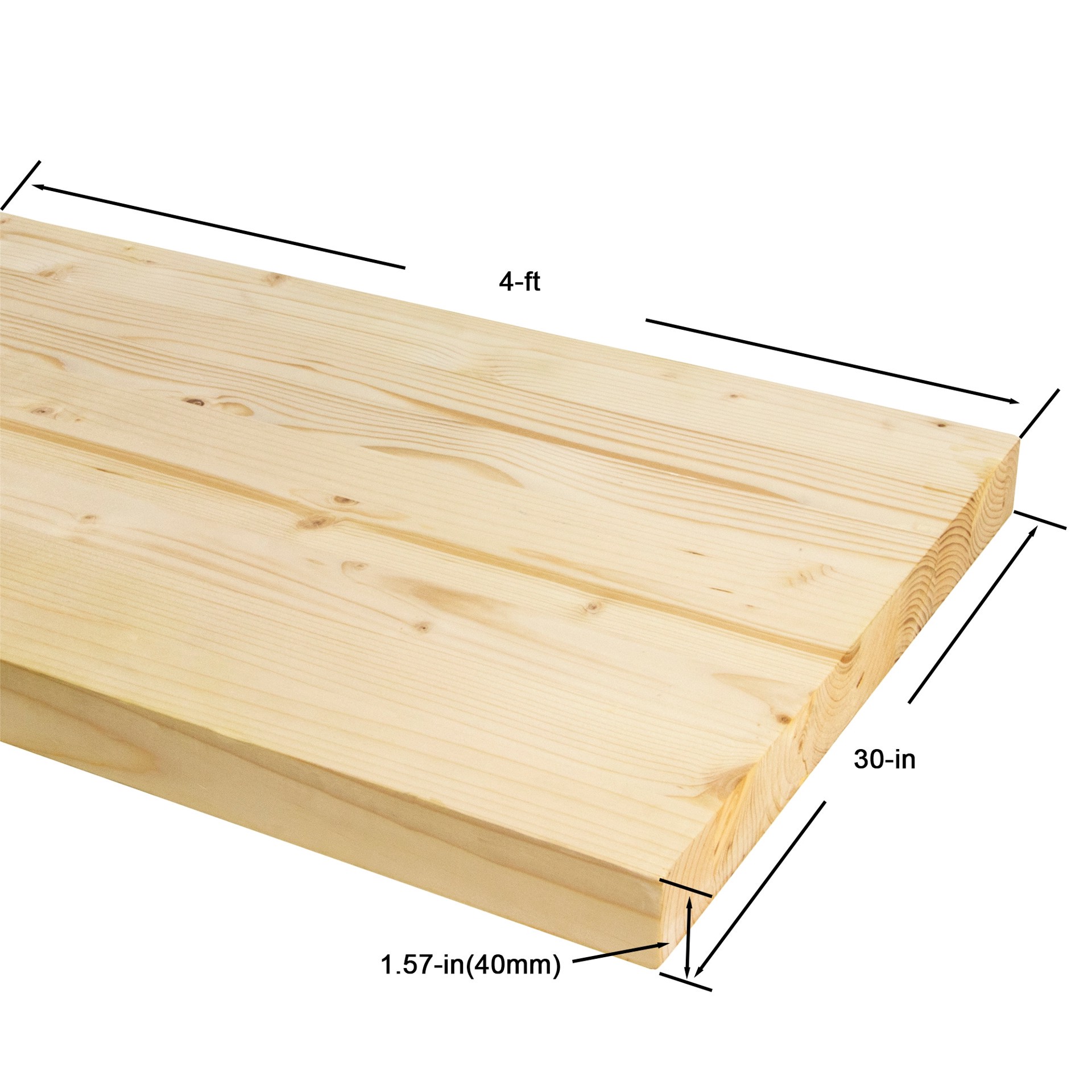 slide 2 of 6, RELIABILT 1-1/2-in x 30-in x 4-ft Unfinished Stain grade S4S Euro spruce Edge-glued Softwood Board, 1 ct