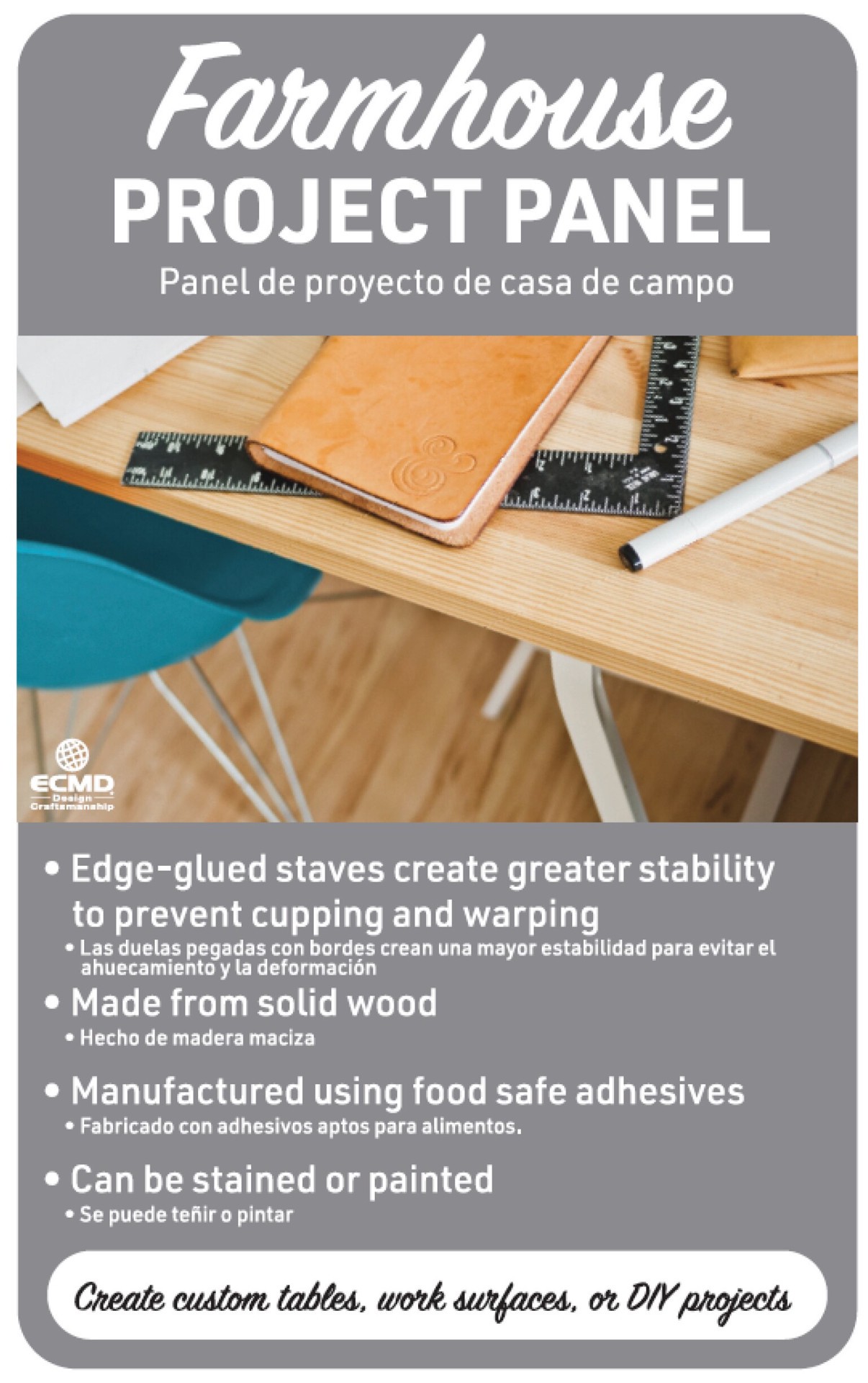 slide 3 of 6, RELIABILT 1-1/2-in x 30-in x 4-ft Unfinished Stain grade S4S Euro spruce Edge-glued Softwood Board, 1 ct