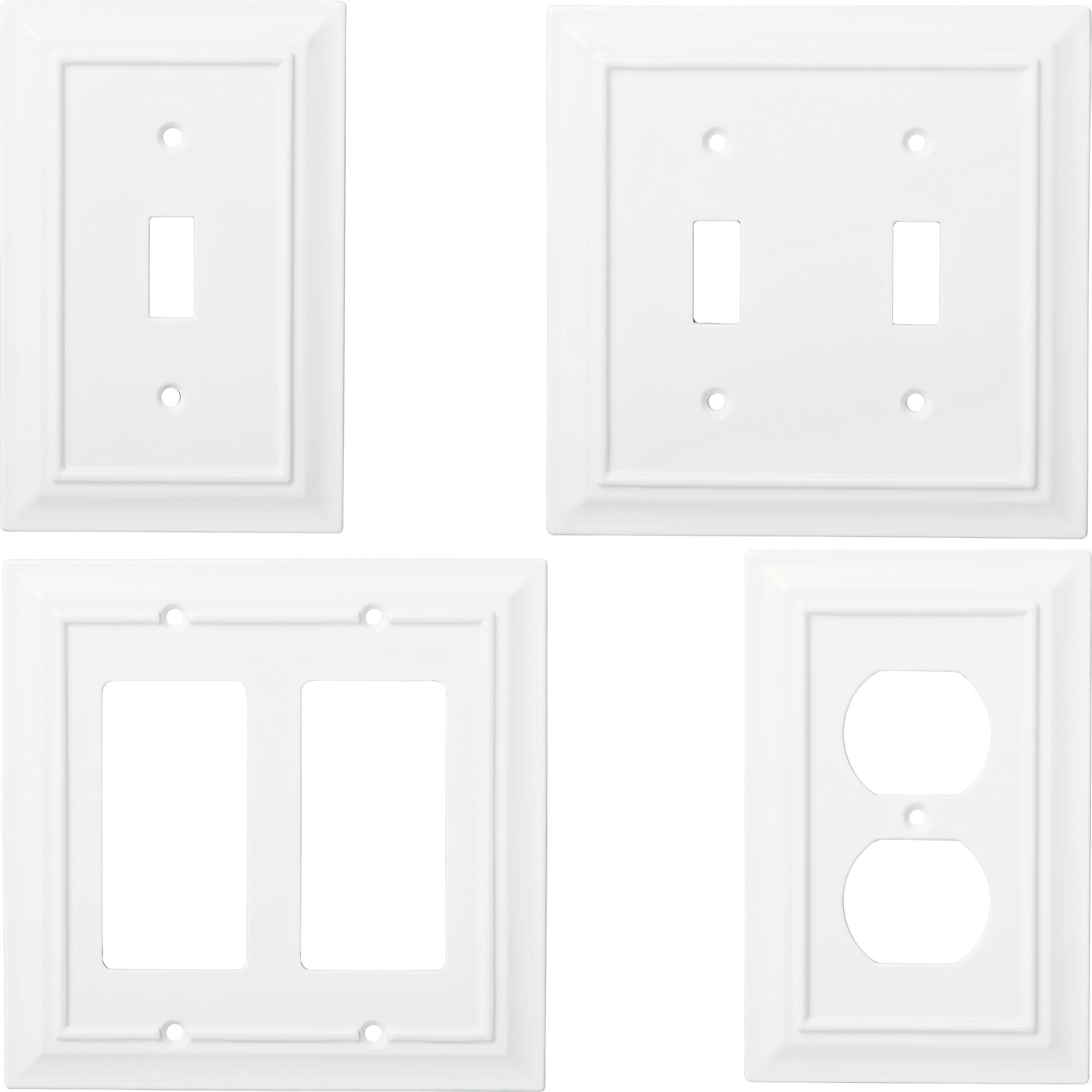 slide 5 of 6, allen + roth Wood Architectural 1 -Gang Midsize Size Pure White Natural fiber Indoor Toggle Wall Plate, 1 ct