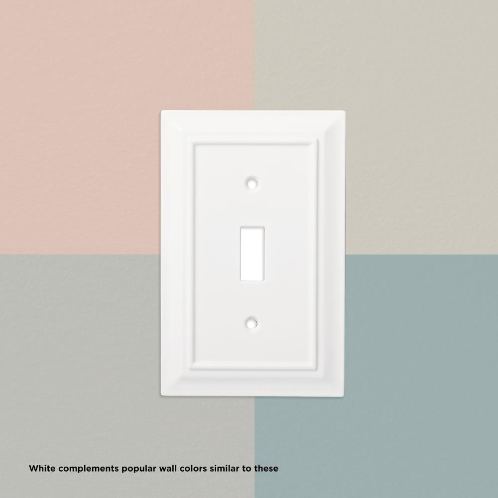 slide 3 of 6, allen + roth Beadboard 1 -Gang Midsize Size Pure White Natural fiber Indoor Toggle/Duplex Wall Plate, 1 ct