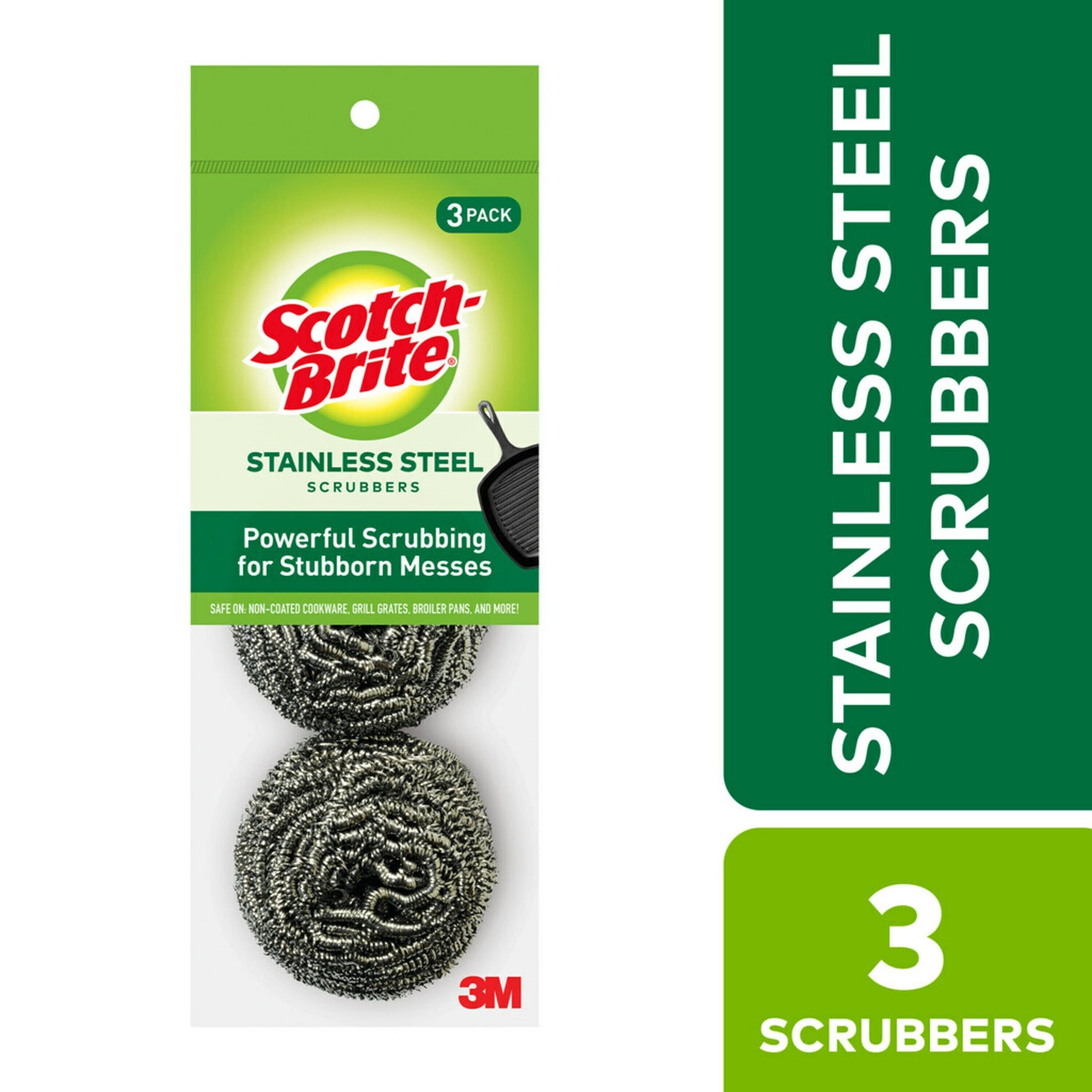 slide 1 of 6, Scotch-Brite Scrubber Stainless steel Scouring pad 3 -Pack, 1 ct