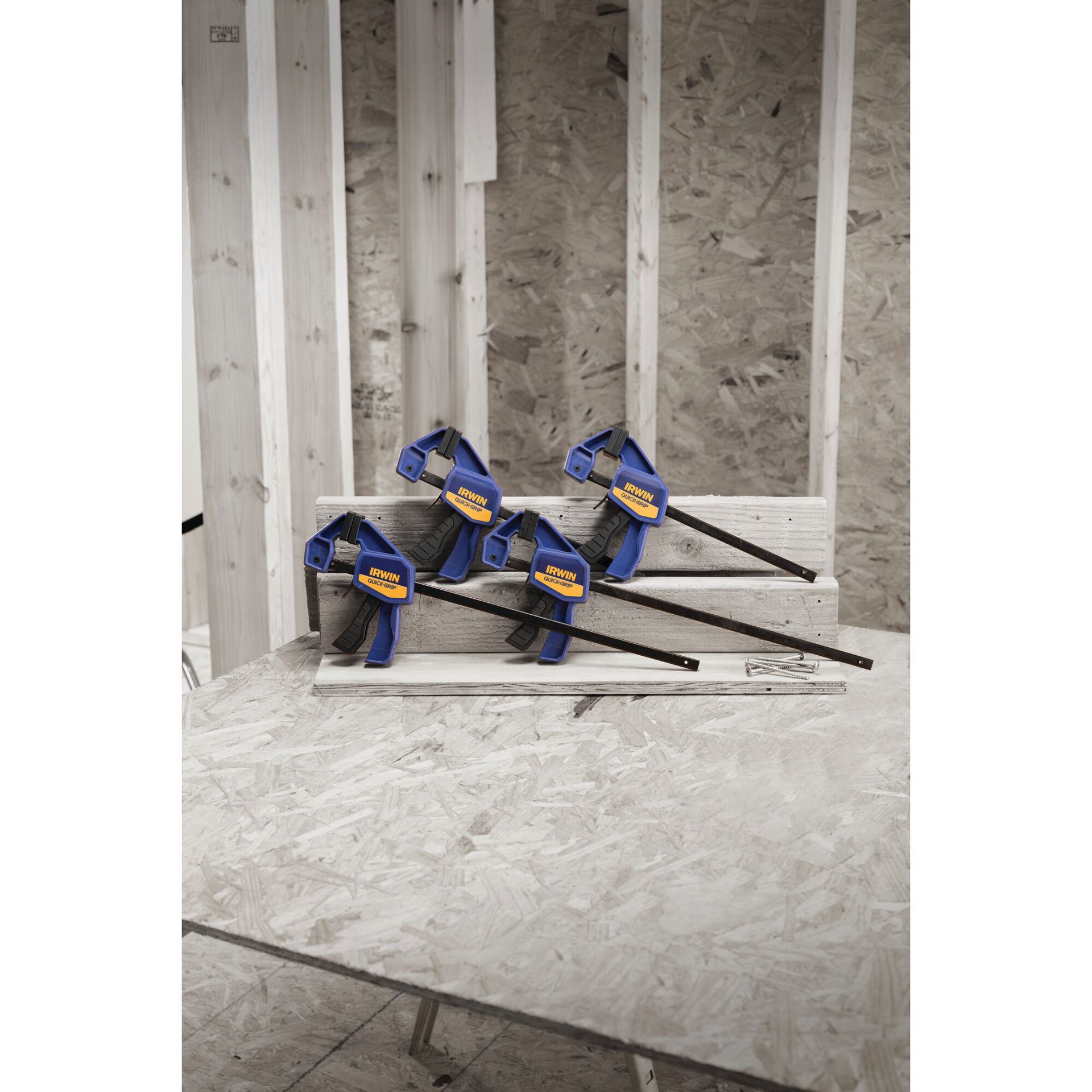 slide 4 of 6, IRWIN QUICK-GRIP 4 -Pack Assorted Mini One Handed 140-lb Bar Clamp, 1 ct